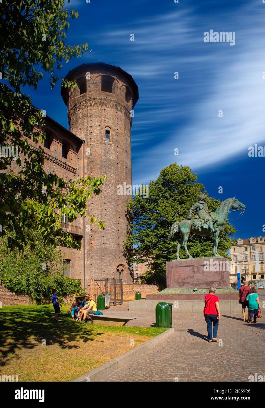 Italy Piedmont Turin Piazza Castello, tower of Palazzo Madama Stock Photo