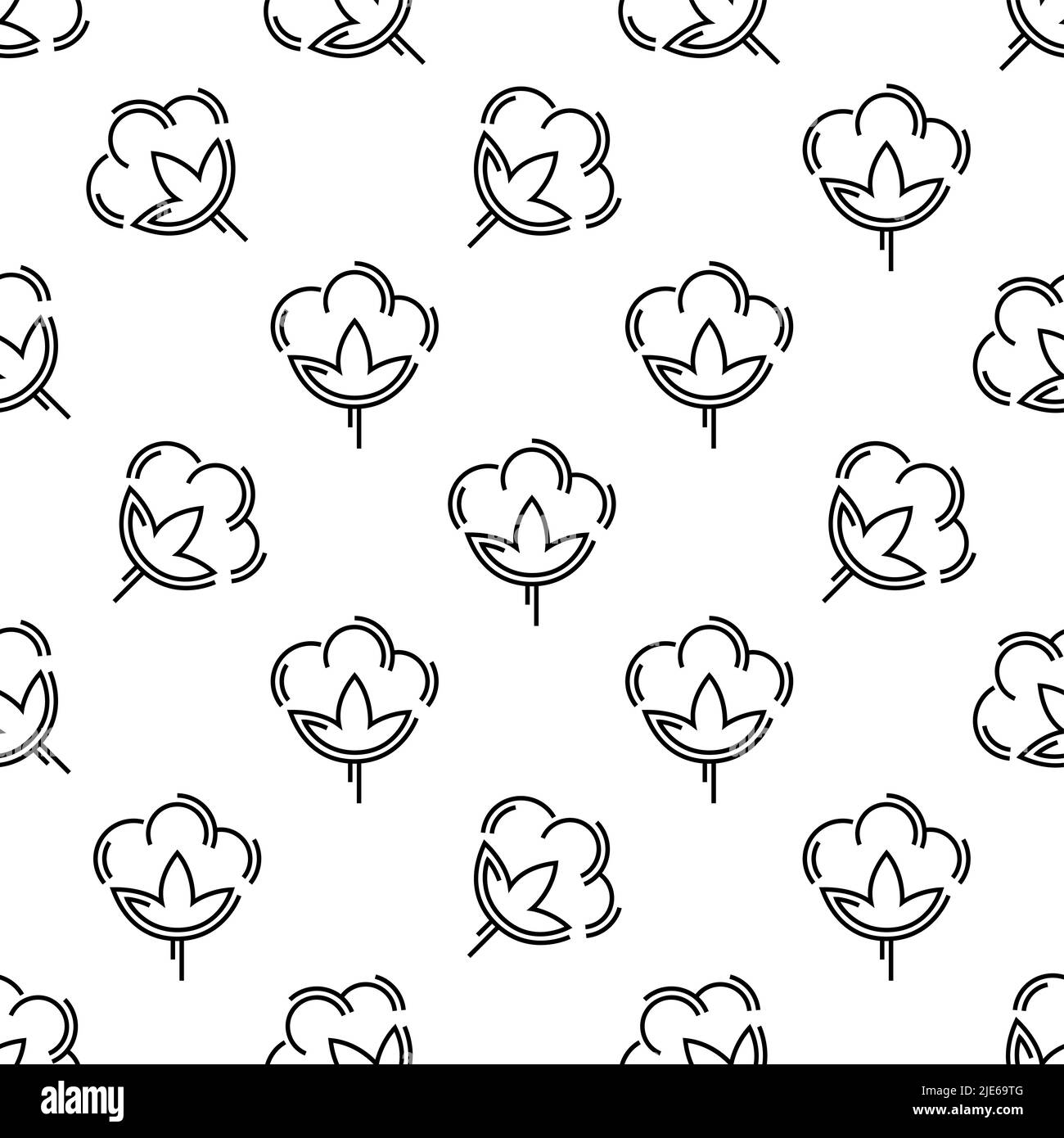 Cotton Flower Icon Seamless Pattern, Cotton Ball, Cotton Fiber Seamless ...