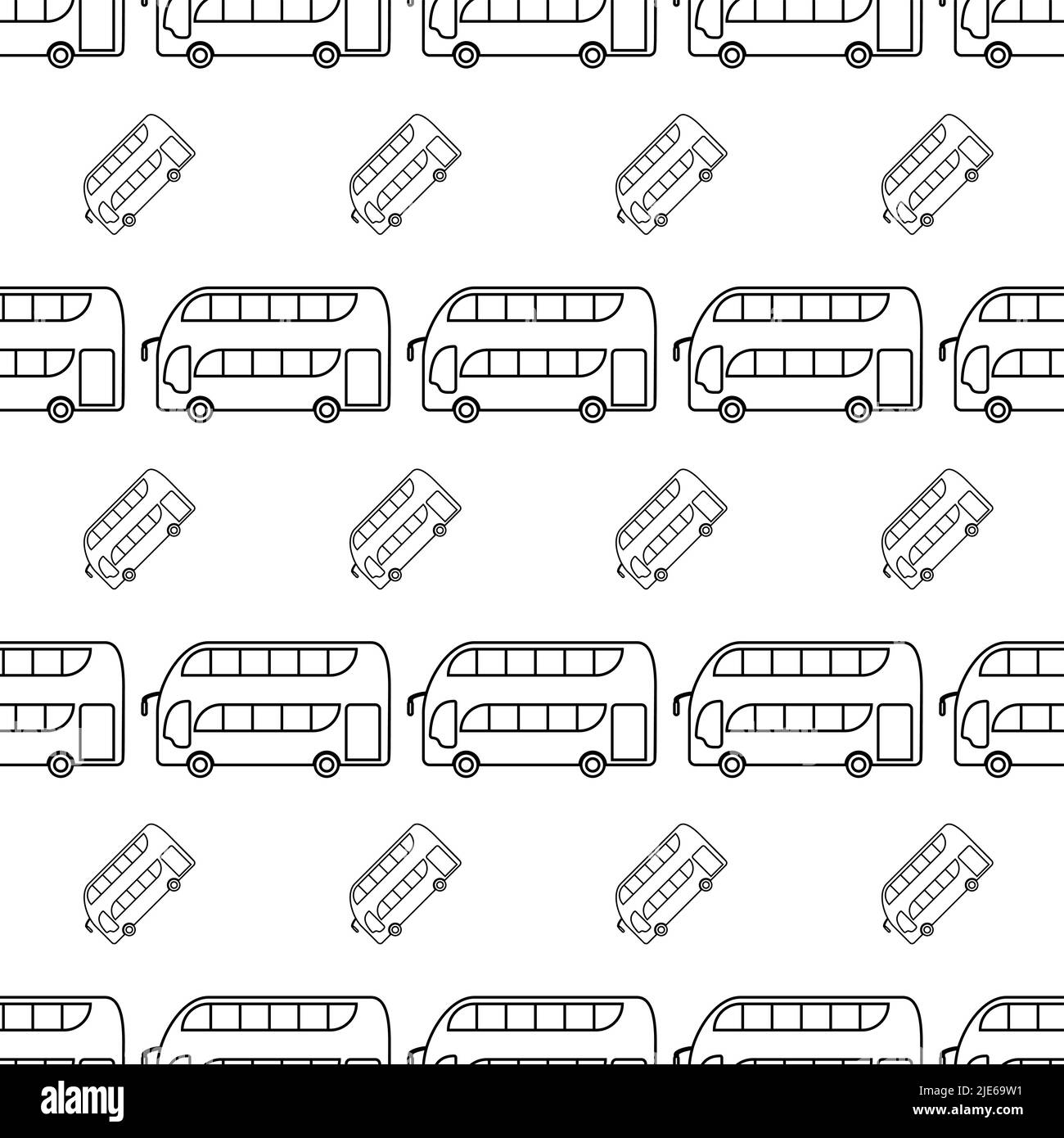 Double Decker Bus Icon Seamless Pattern, Bus Vector Art Illustration Stock Vector