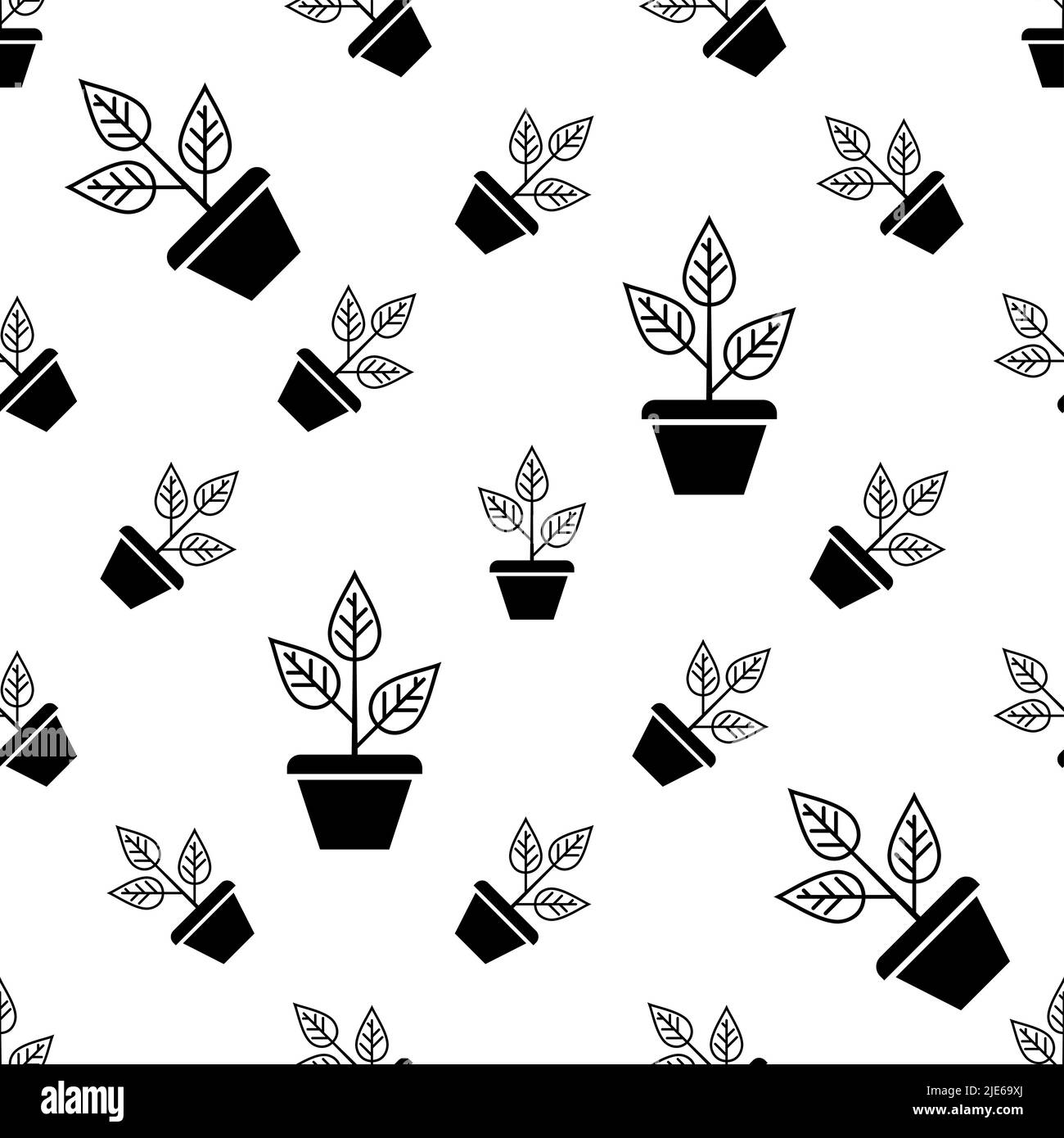 Plant Pot Icon Seamless Pattern Vector Art Illustration Stock Vector ...