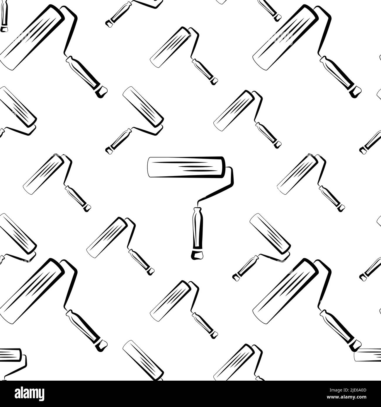 Paint Roller Icon Seamless Pattern Vector Art Illustration Stock Vector