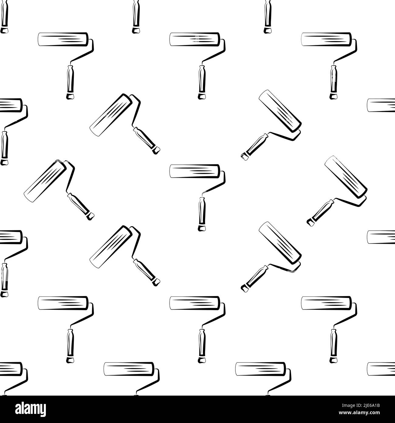 Paint Roller Icon Seamless Pattern Vector Art Illustration Stock Vector