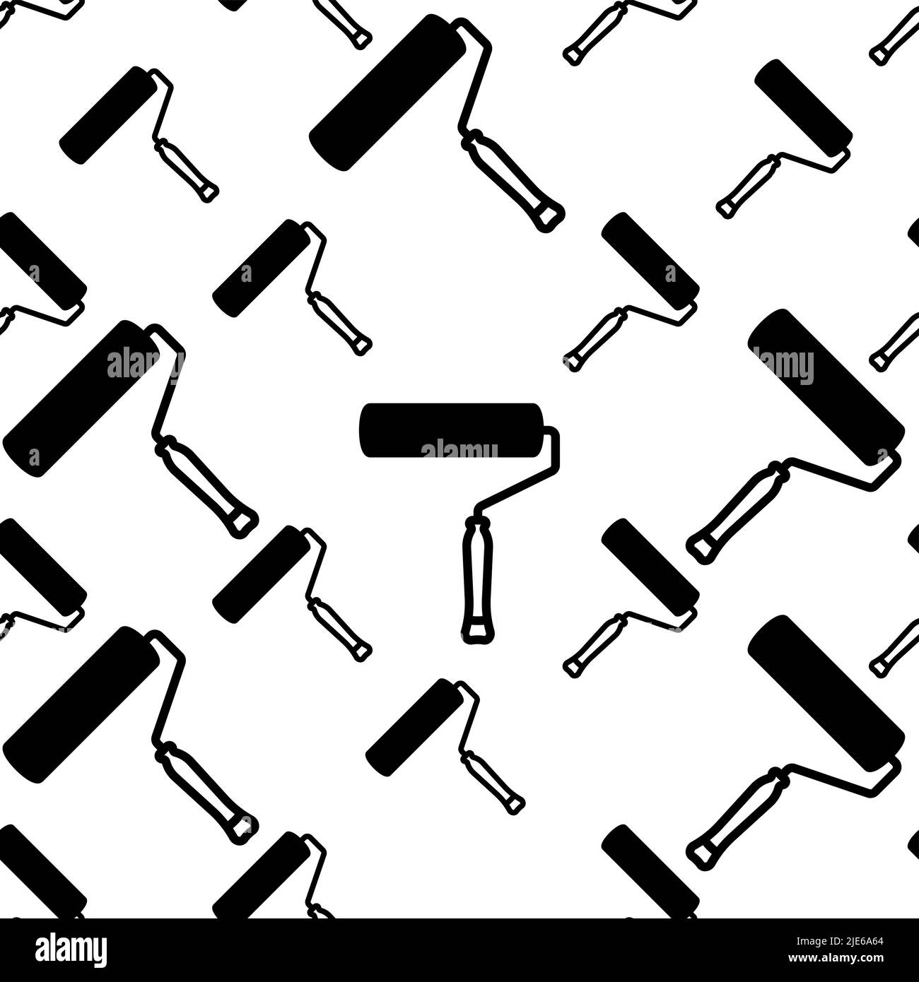 Paint Roller Icon Seamless Pattern Vector Art Illustration Stock Vector