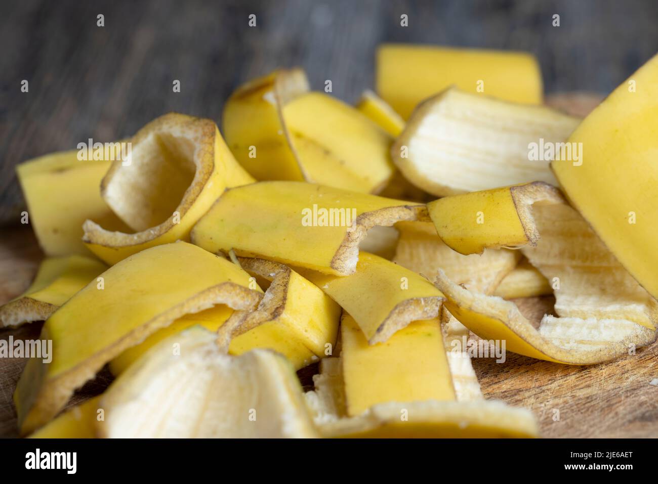 the yellow peel that was left after the bananas on the board, the empty