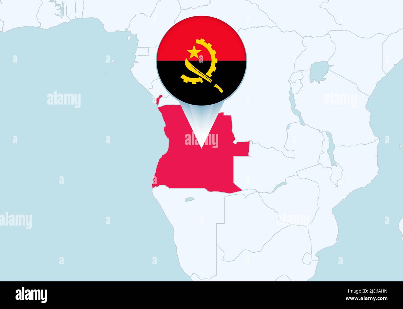 Africa with selected Angola map and Angola flag icon. Vector map and ...