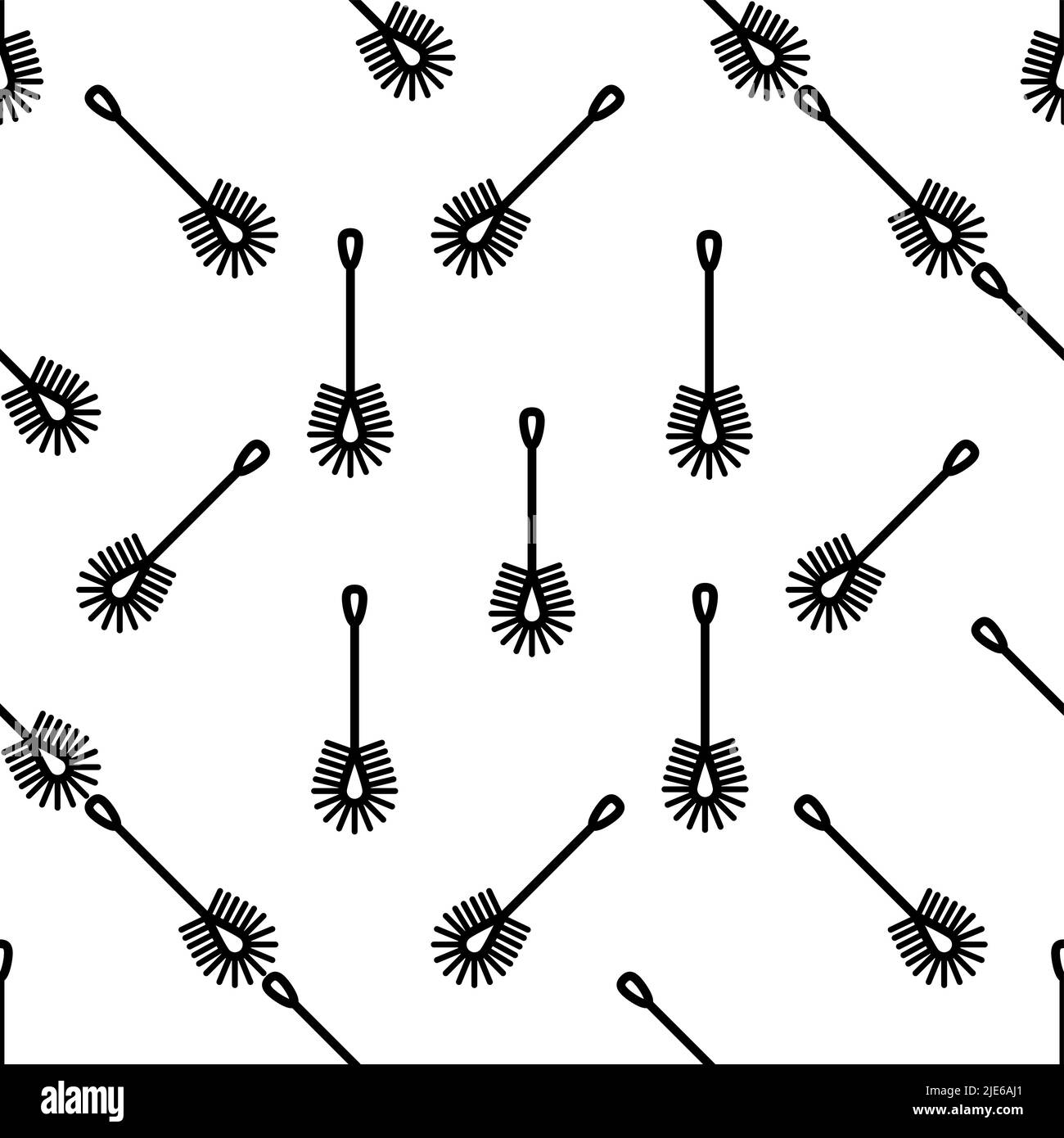 Toilet Brush Icon Seamless Pattern, Toilet Cleaning Brush Vector Art