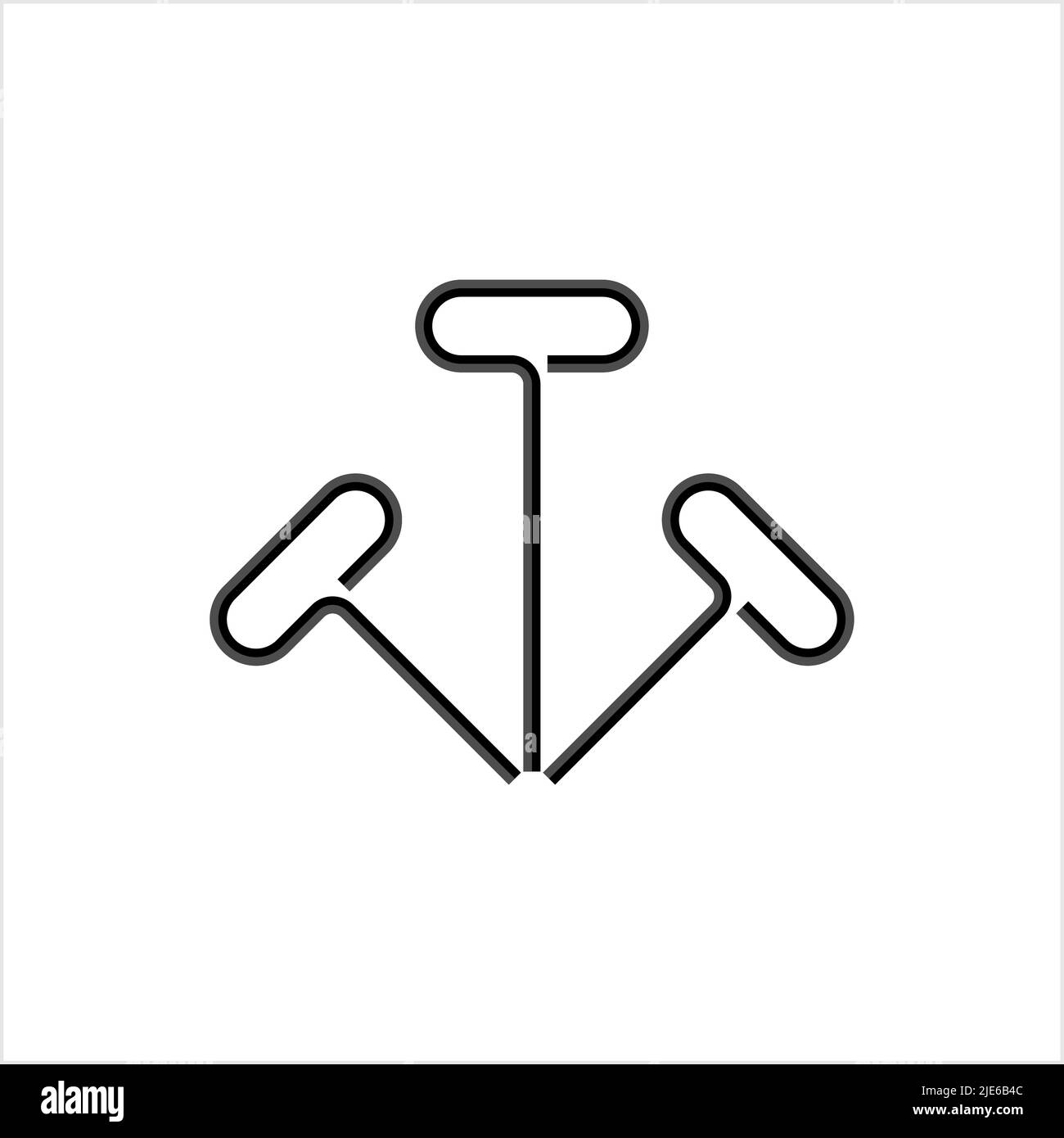 T Handle Allen Wrench, Hex Key Vector Art Illustration Stock Vector
