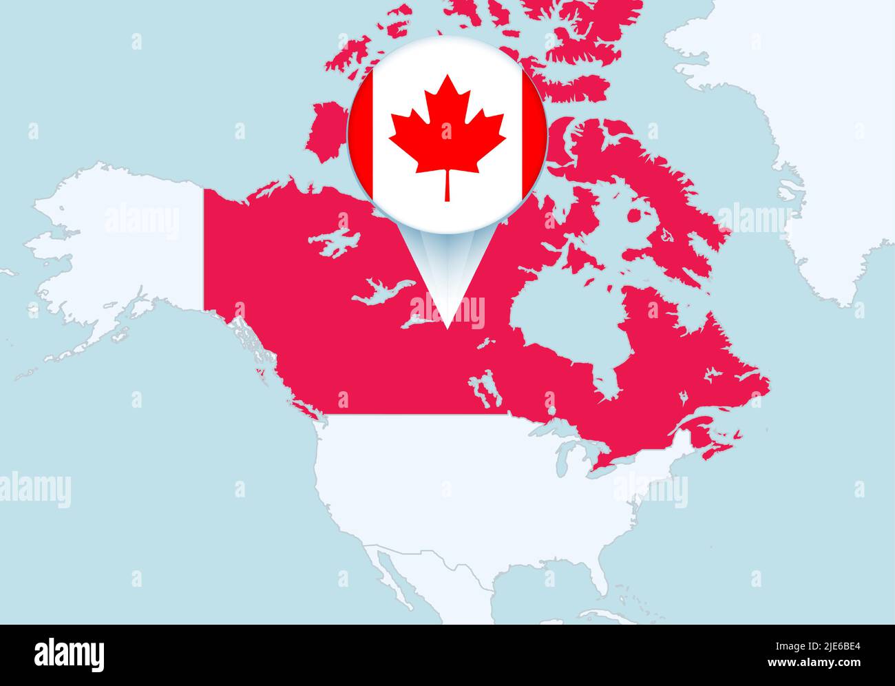 America with selected Canada map and Canada flag icon. Vector map and ...