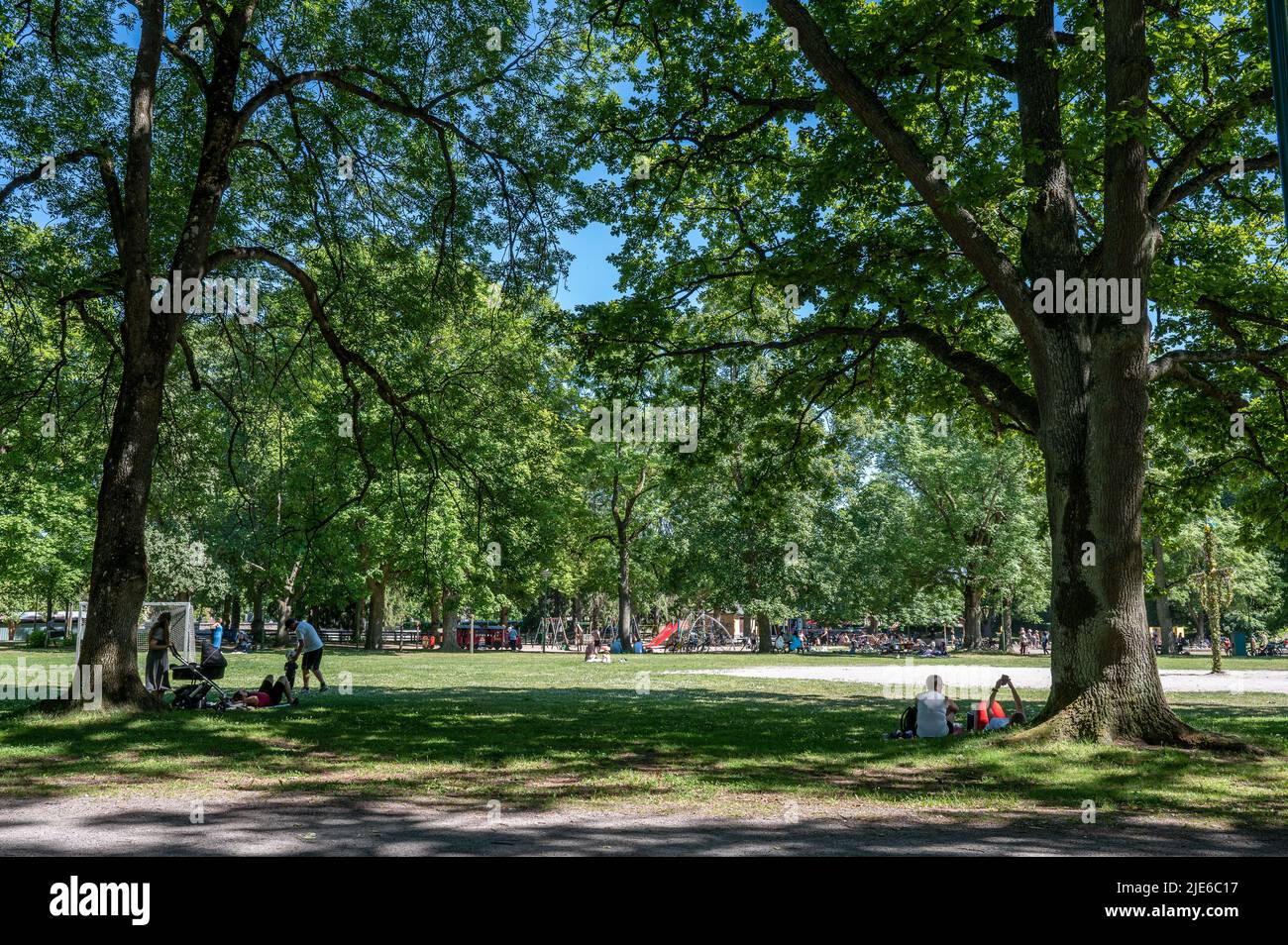 People enjoy a picnic an unusually warm and sunny Midsummer holiday in ...