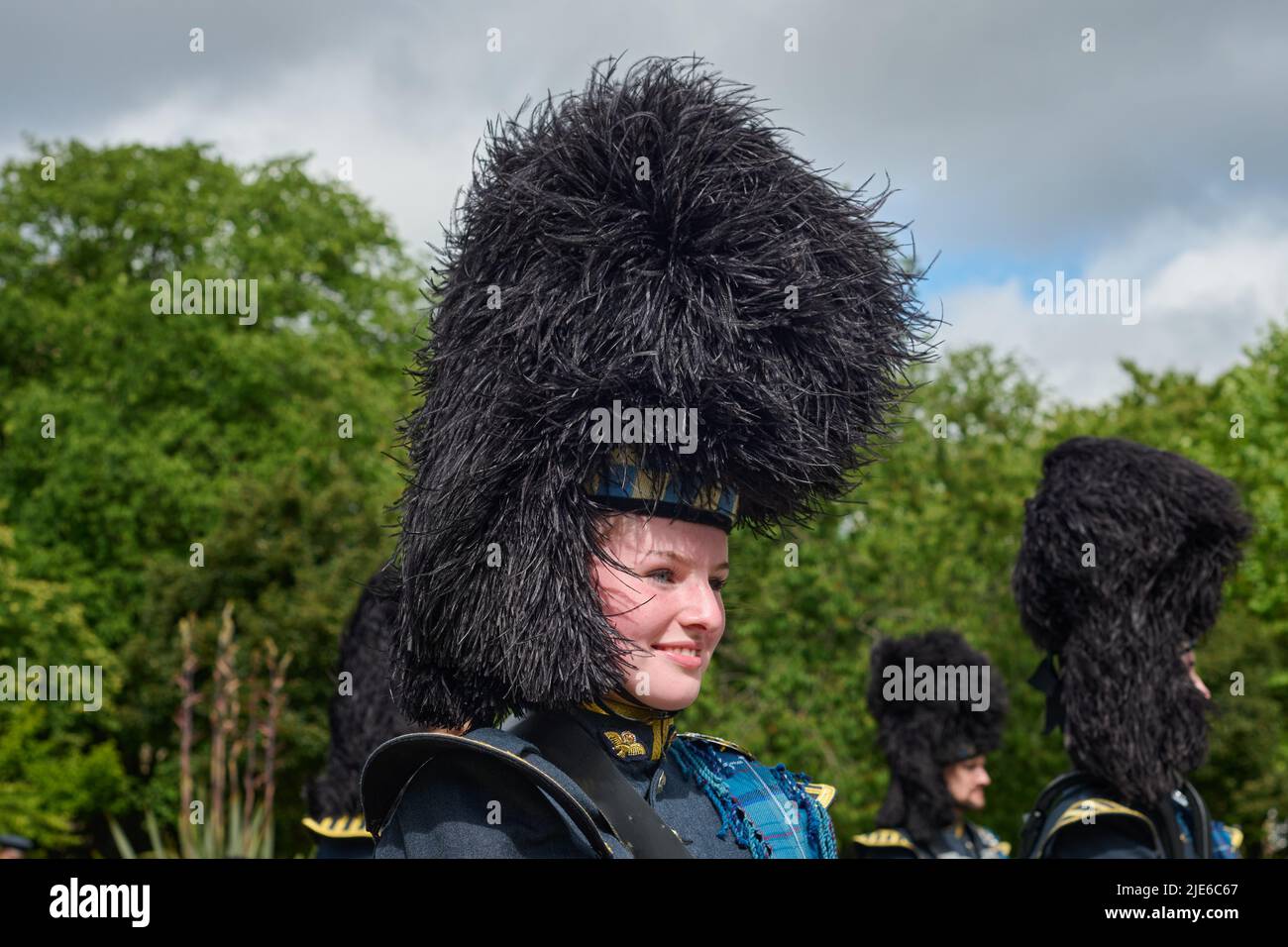 Edinburgh Scotland, UK June 25 2022. Royal Air Force Central Scotland Pipes and Drums in St Andrew Square for Armed Forces Day. credit sst/alamy live news Stock Photo