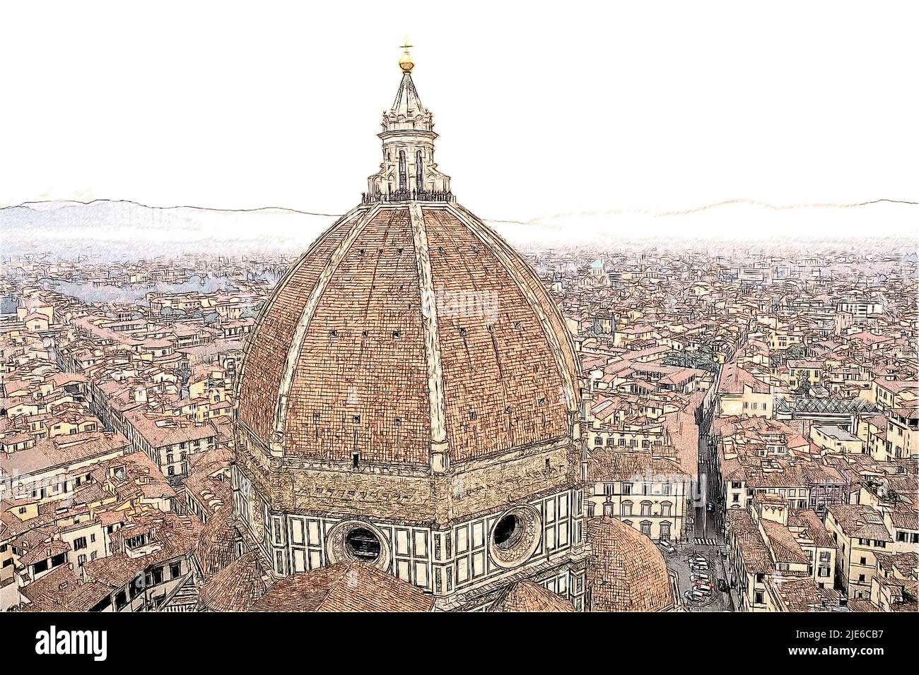 Florence Cathedral Dome and Florence town view from the Giotto's Tower ...