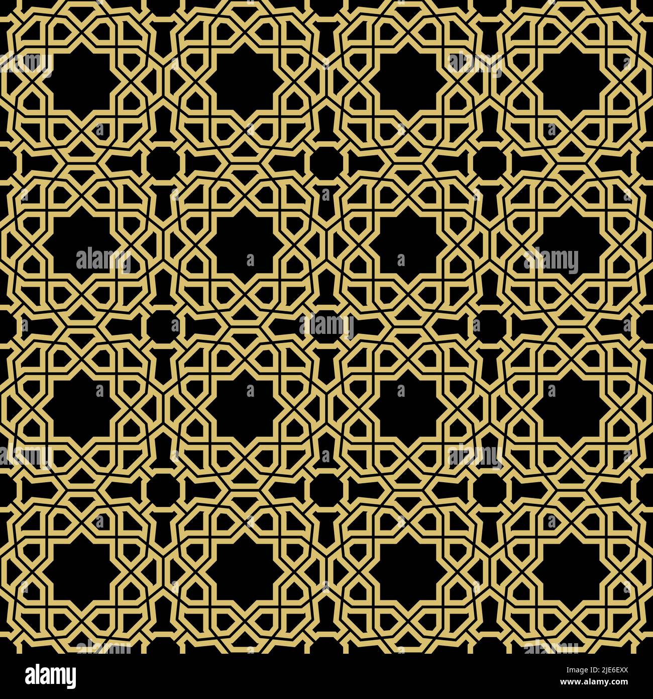 Seamless black and golden vector ornament in arabian style. Geometric ...