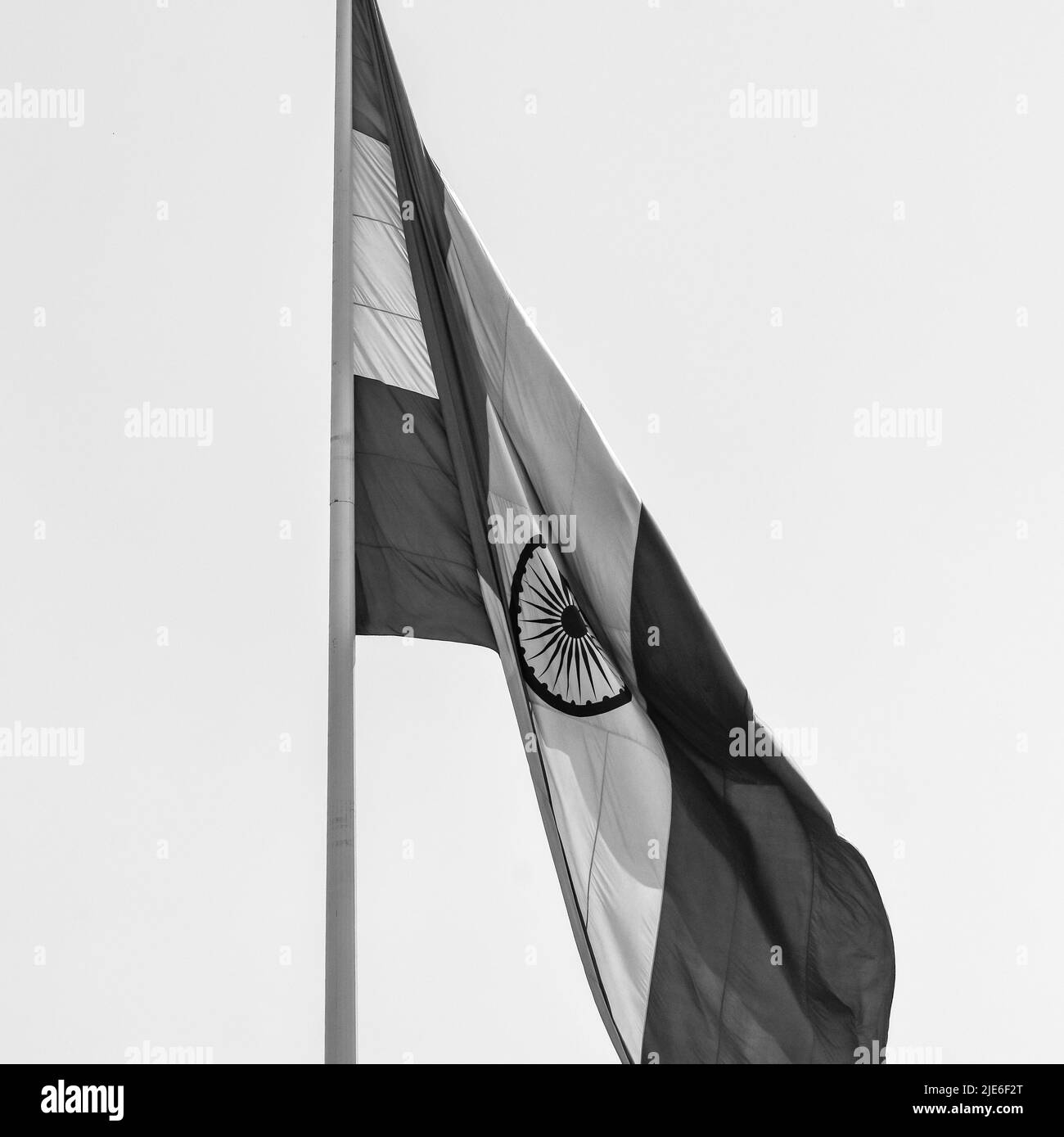 India flag flying at Connaught Place with pride in blue sky, India flag
