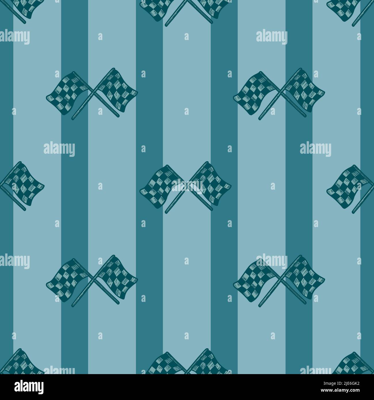 Race flag seamless pattern engraving. Vintage sport background in hand ...