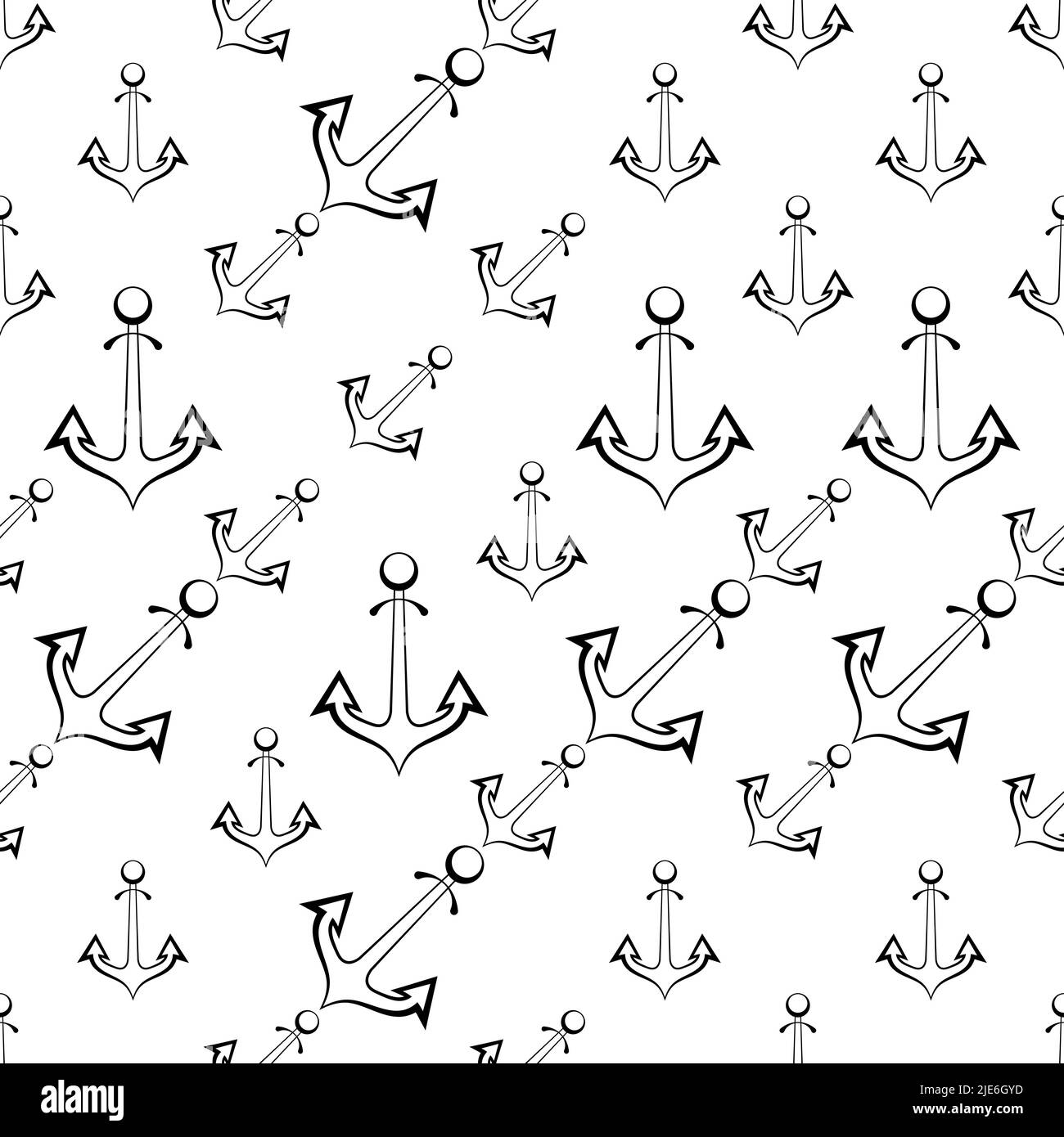 Anchor Icon Seamless Pattern, Flat Vector Art Illustration Stock Vector ...