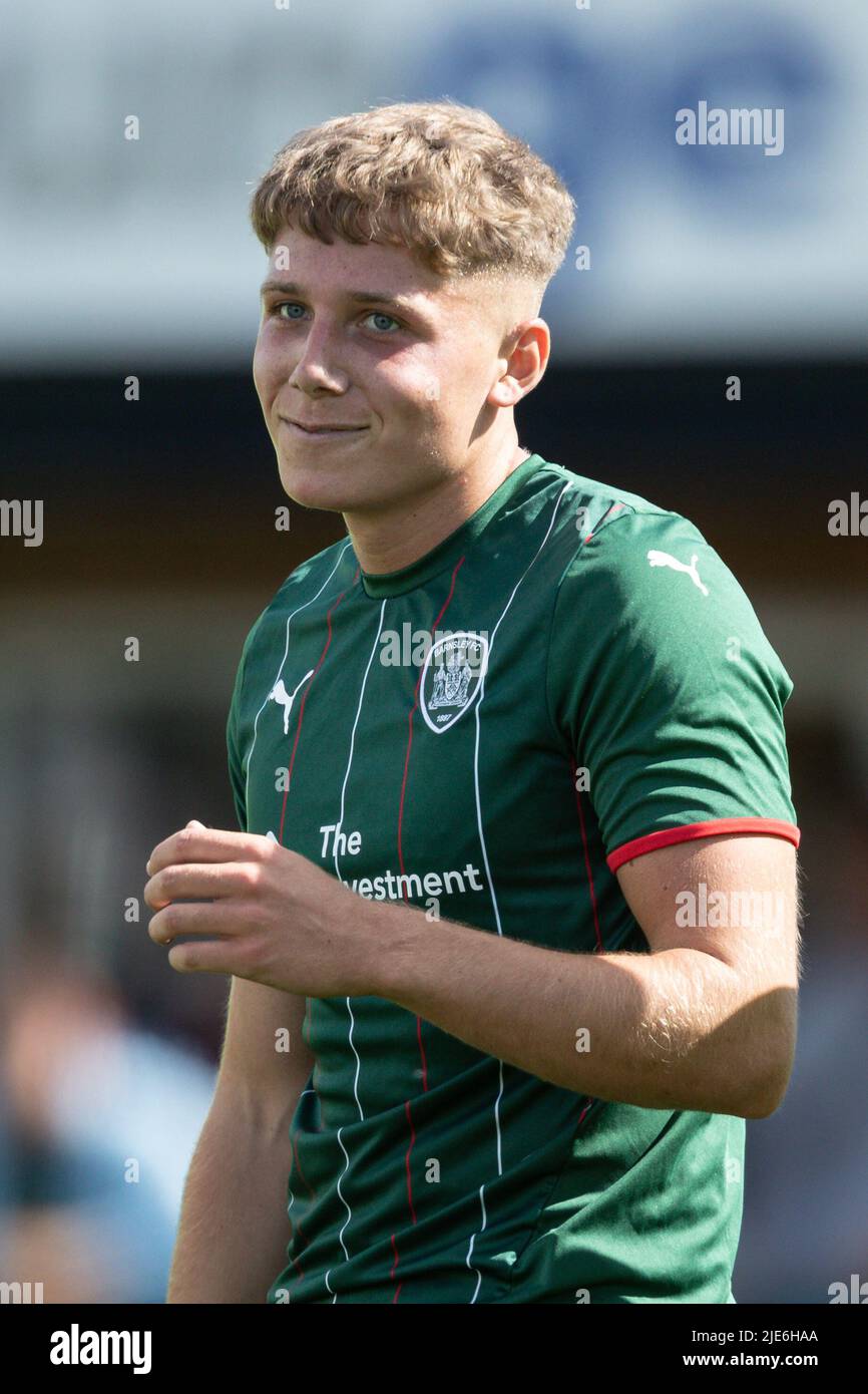 Worksop, UK. 25th June, 2022. Isaac Christie-Davies #18 of Barnsley during the game in Worksop, United Kingdom on 6/25/2022. (Photo by James Heaton/News Images/Sipa USA) Credit: Sipa USA/Alamy Live News Stock Photo