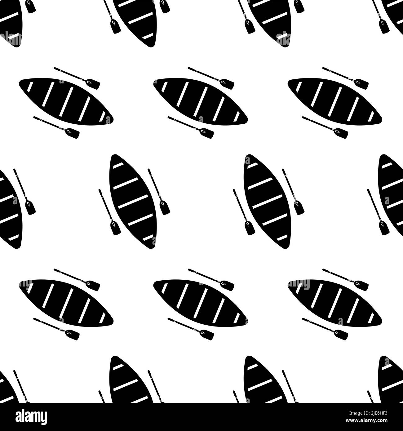 Boat With Boat Paddle Icon Seamless Pattern, Boat Paddle Pair Vector