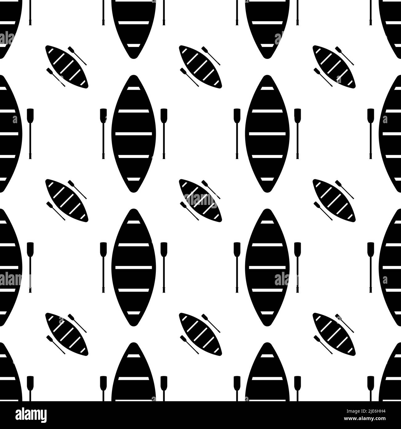Boat With Boat Paddle Icon Seamless Pattern, Boat Paddle Pair Vector