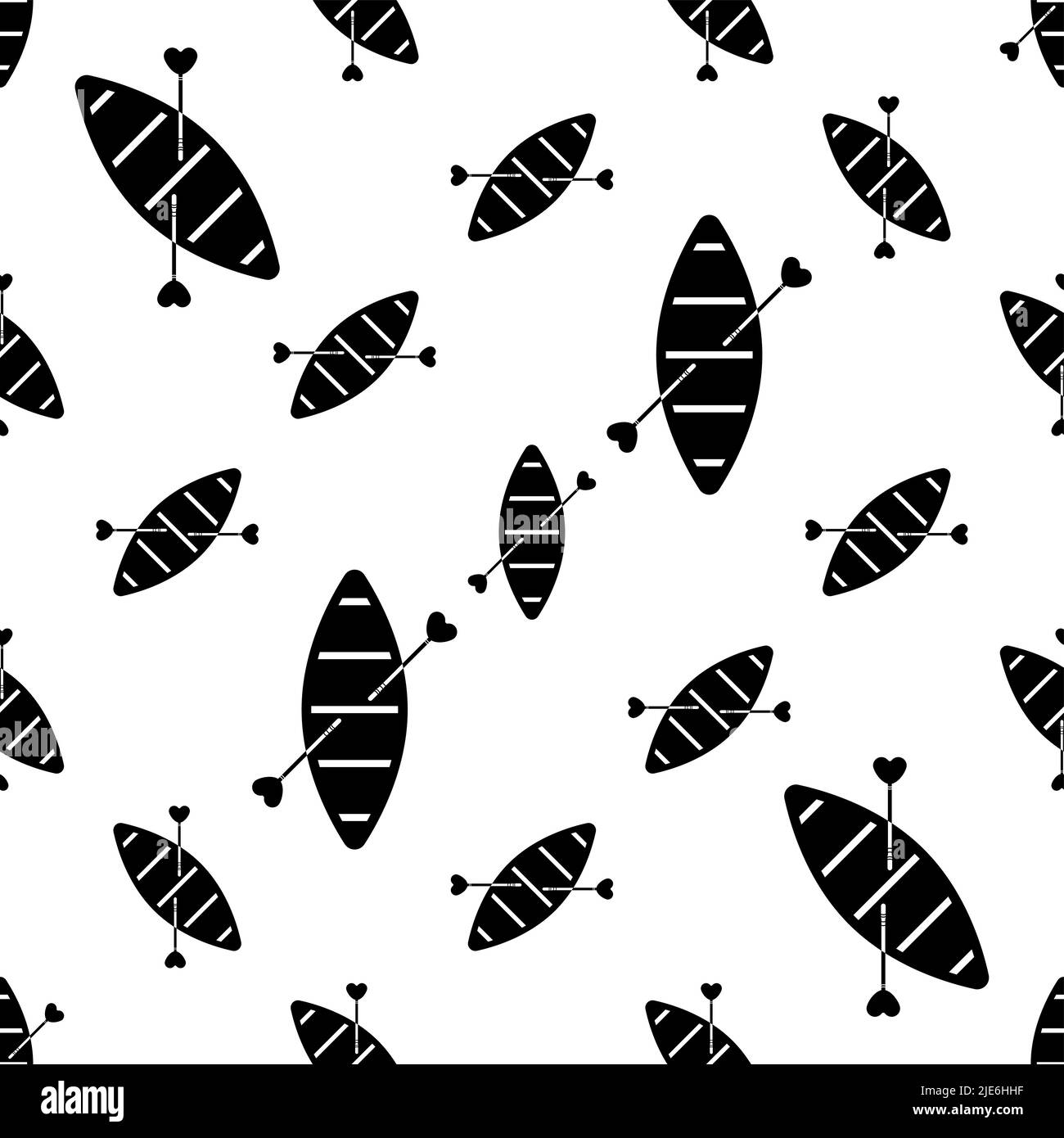 Boat With Boat Paddle Icon Seamless Pattern, Boat Paddle Pair Vector ...