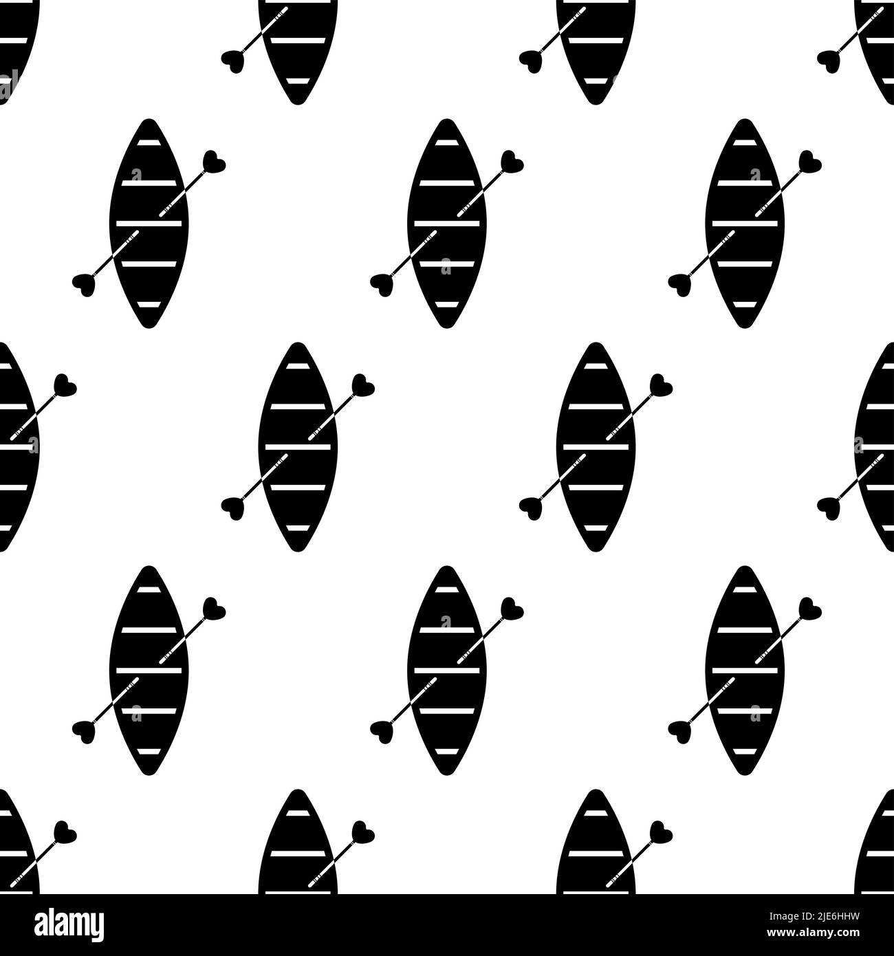 Boat With Boat Paddle Icon Seamless Pattern, Boat Paddle Pair Vector ...