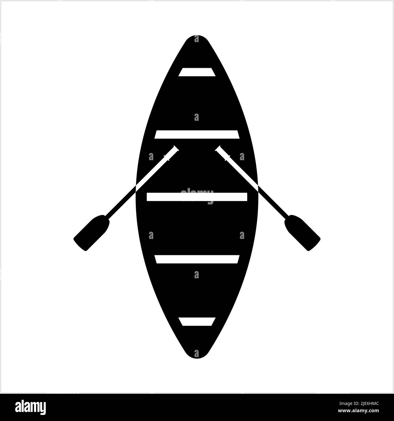 Boat With Boat Paddle Icon, Boat Paddle Pair Vector Art Illustration
