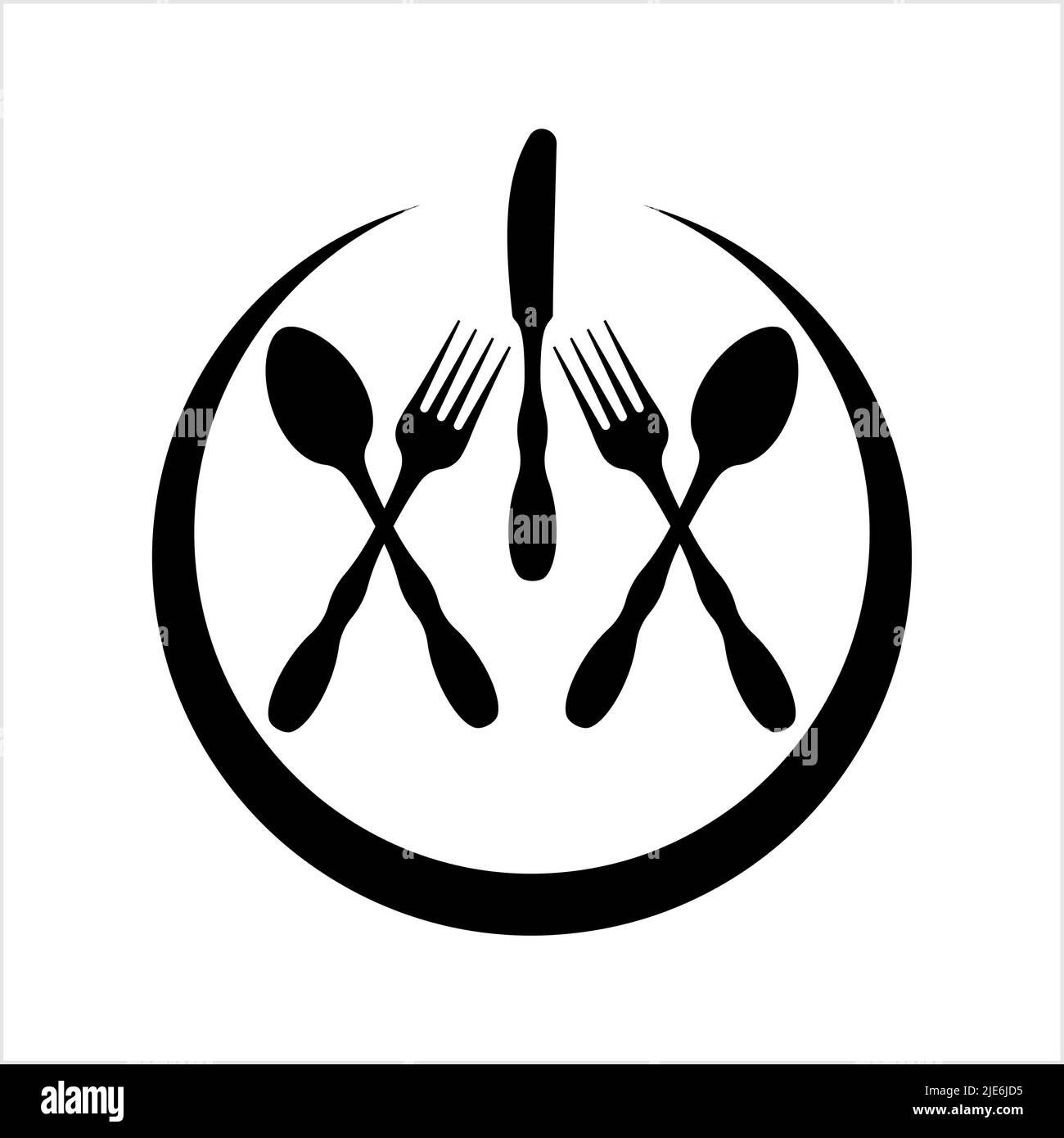 Cutlery Icon, Fork, Spoon And Knife Vector Art Illustration Stock ...