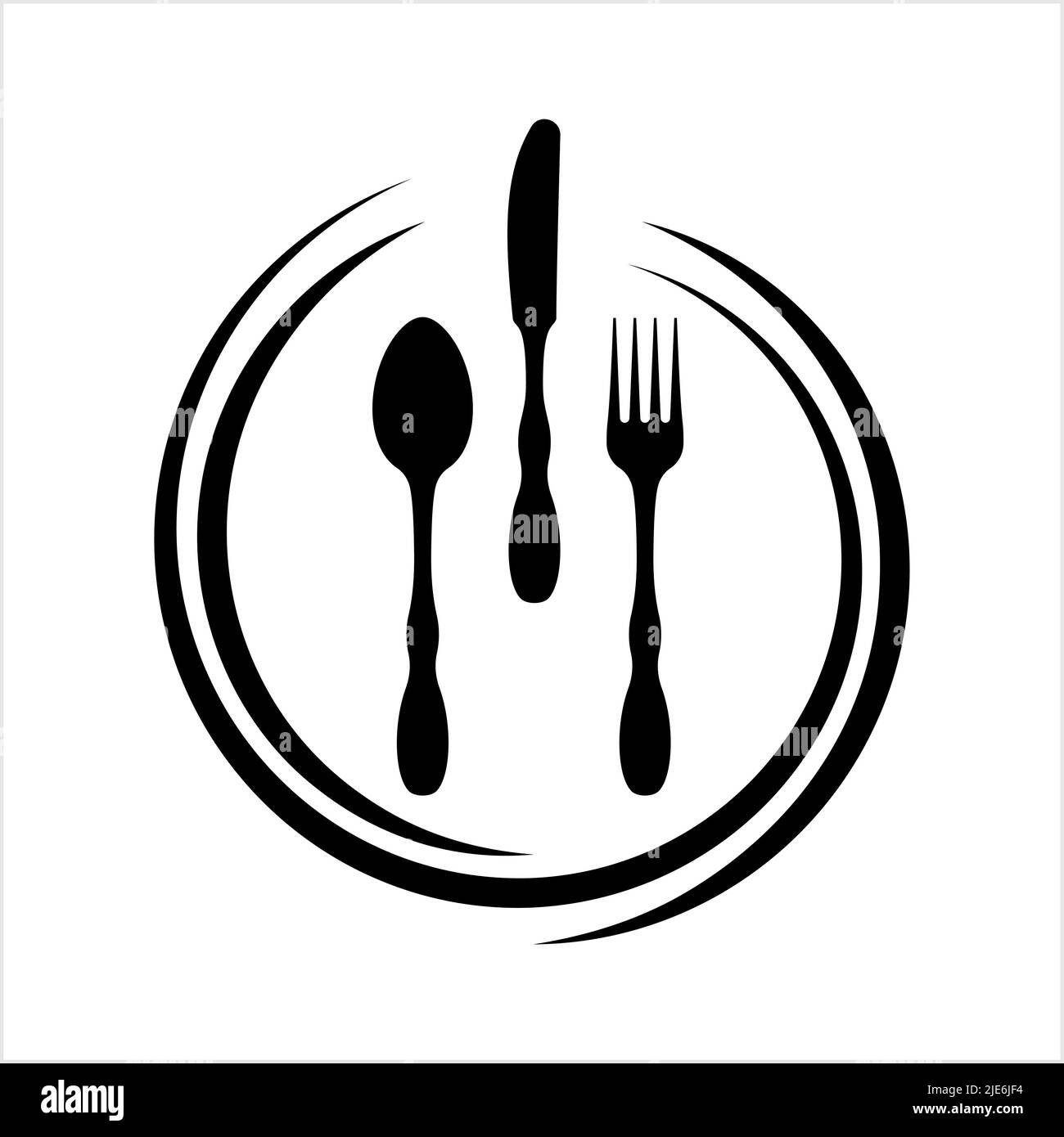 Cutlery Icon, Fork, Spoon And Knife Vector Art Illustration Stock ...