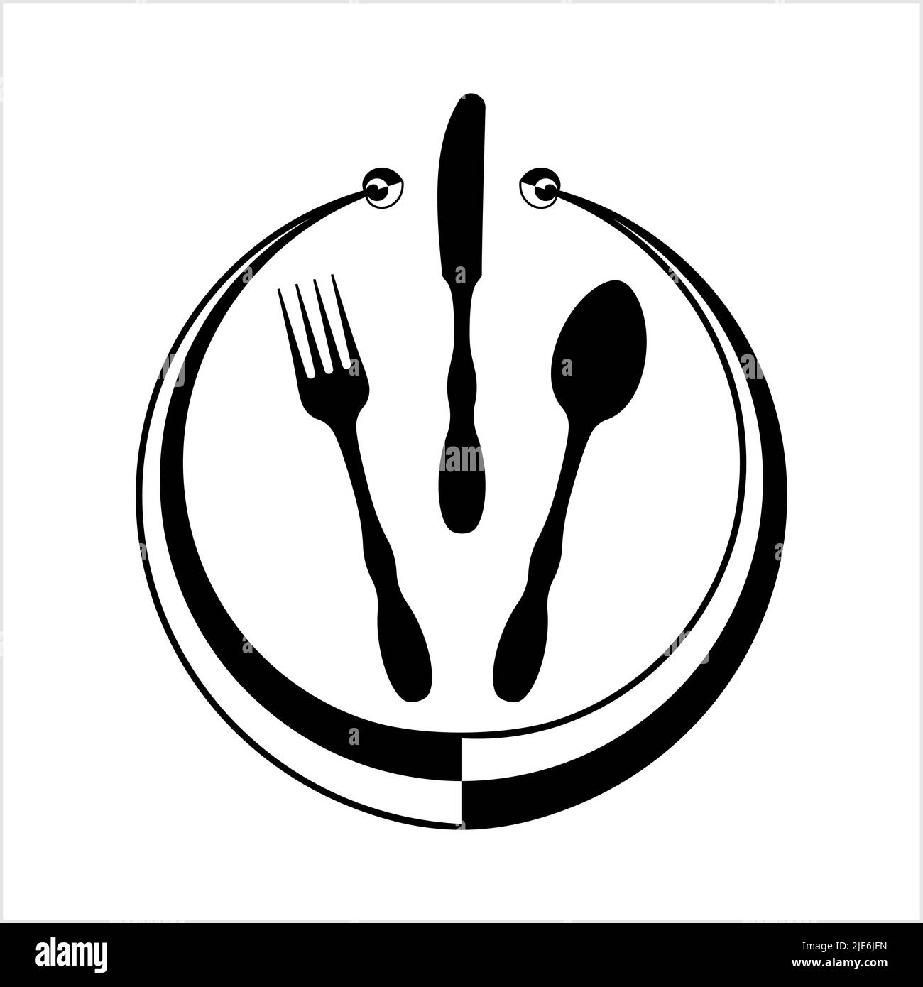 Cutlery Icon, Fork, Spoon And Knife Vector Art Illustration Stock ...