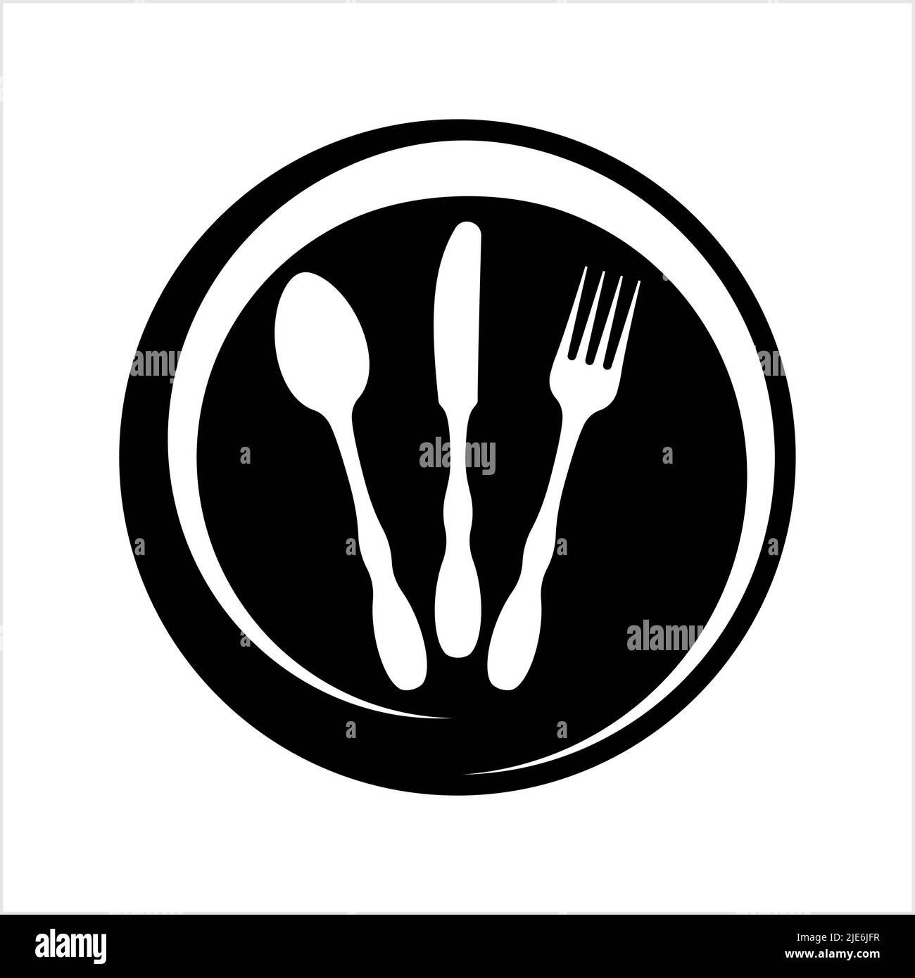 Cutlery Icon, Fork, Spoon And Knife Vector Art Illustration Stock ...