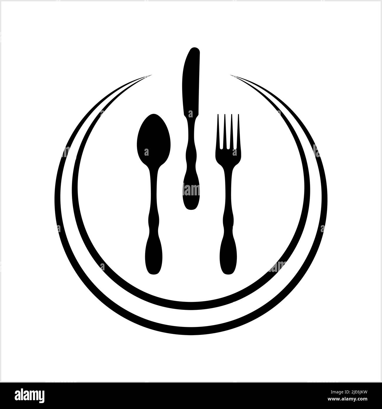 Cutlery Icon, Fork, Spoon And Knife Vector Art Illustration Stock ...