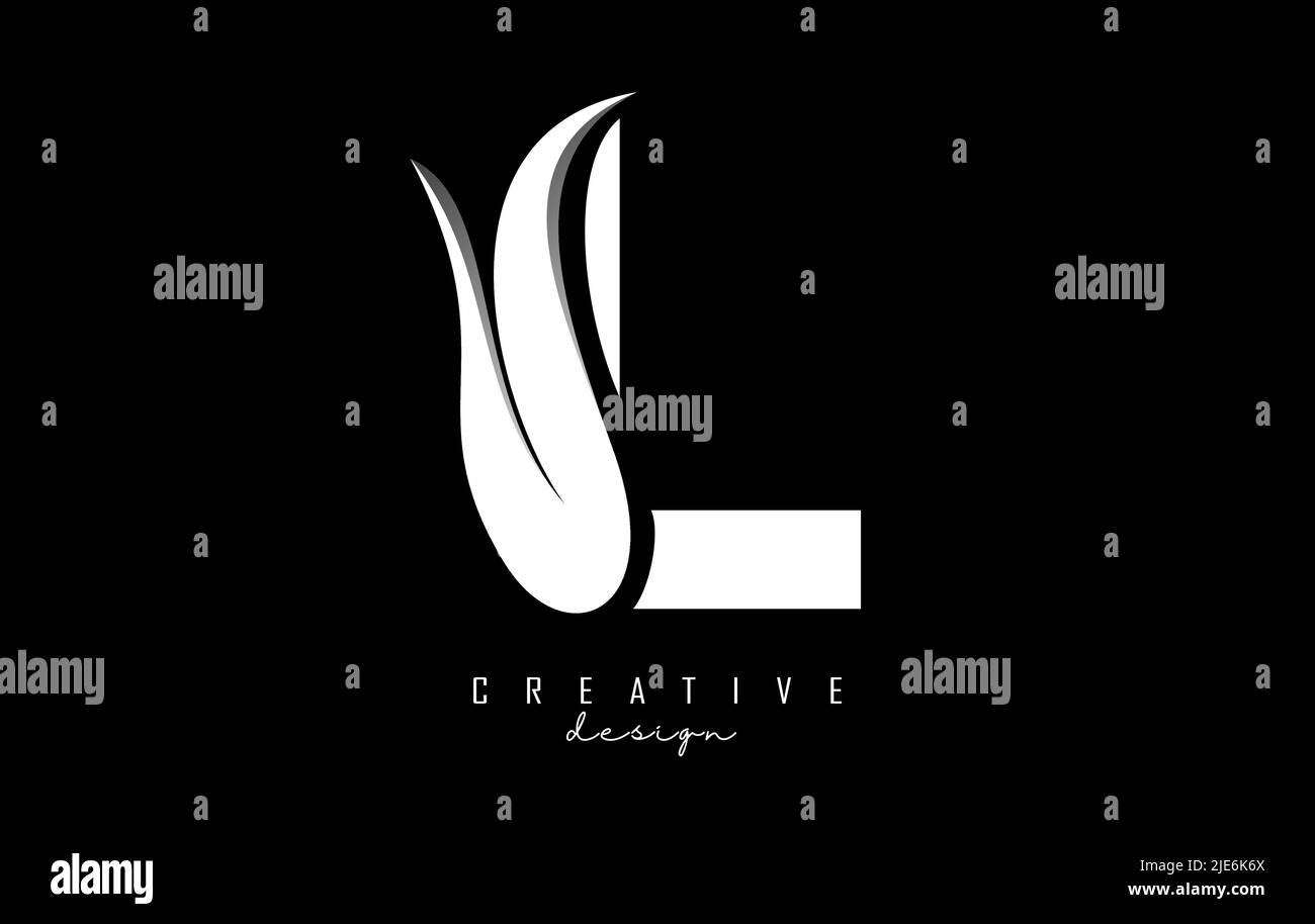 Vector illustration of abstract letter L with white leaf, eco, natural ...