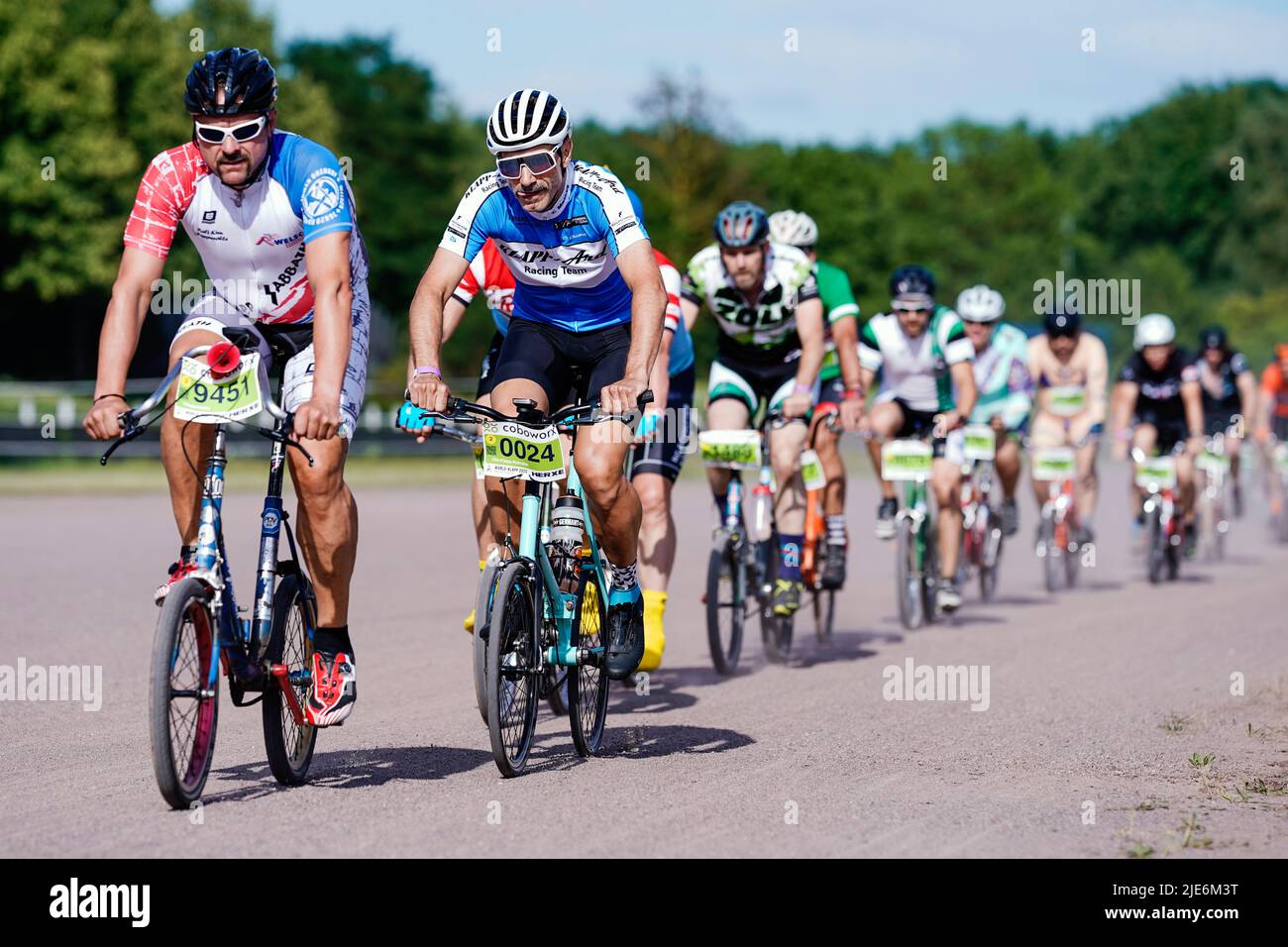 Herxheim, Germany. 25th June, 2022. Participants ride in the cult bike