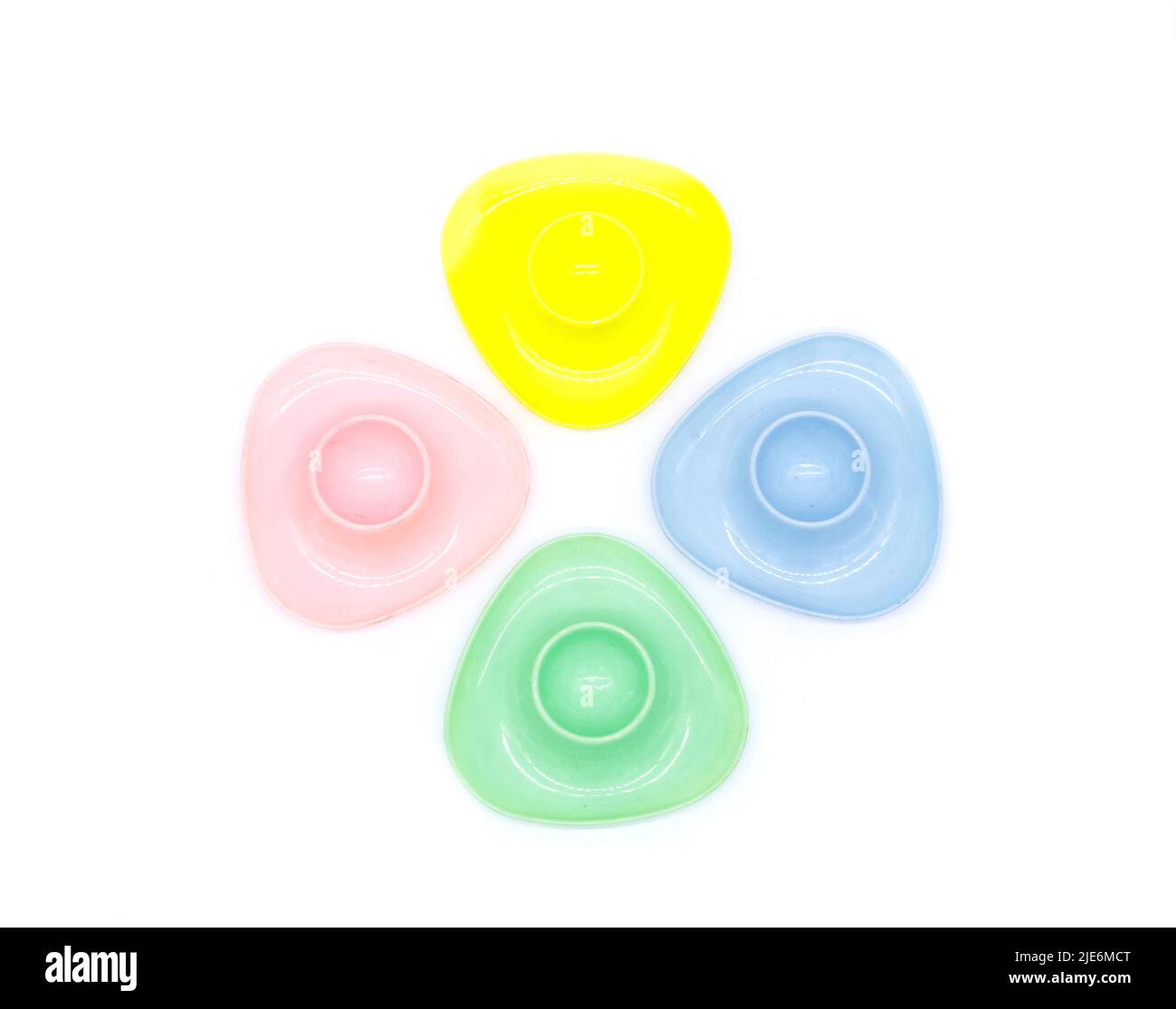 vintage plastic stackable pastel coloured egg cups Stock Photo Alamy