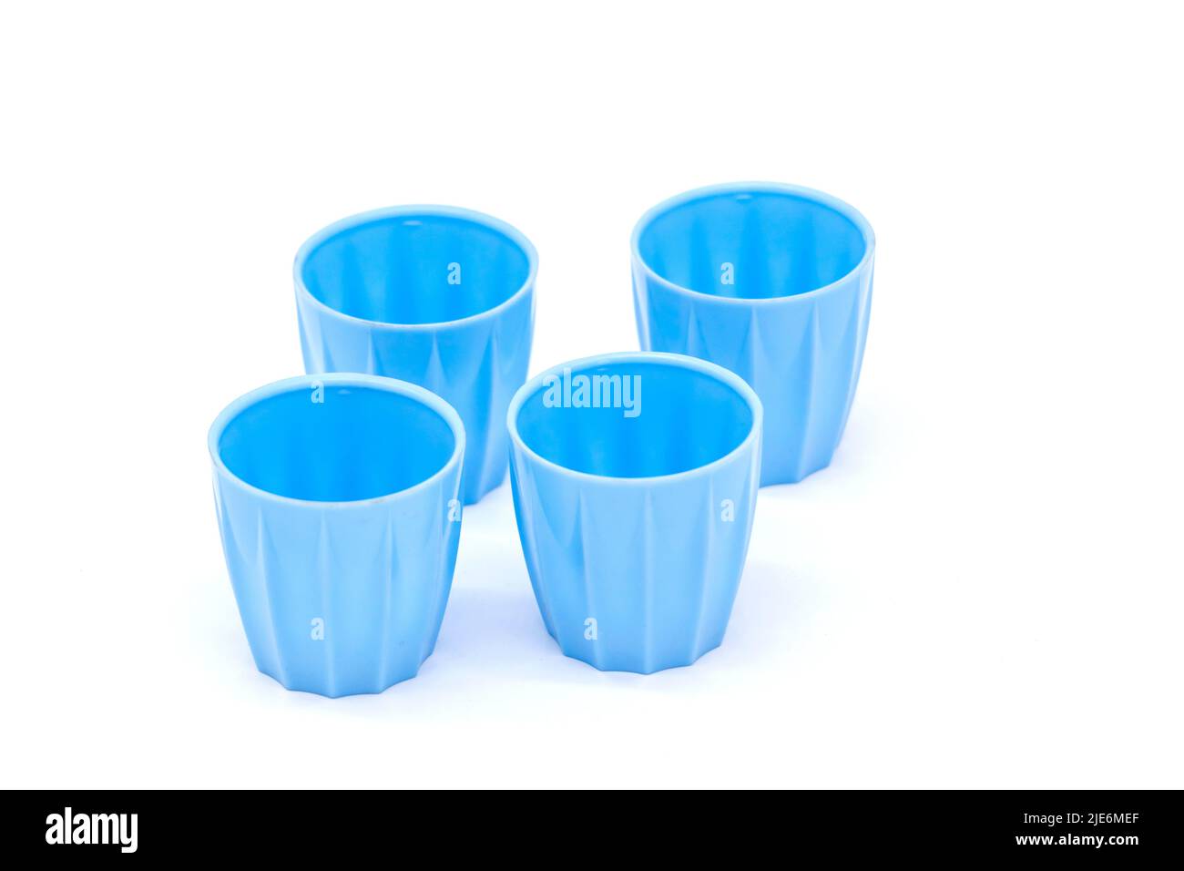 vintage blue plastic stacking egg cups Stock Photo