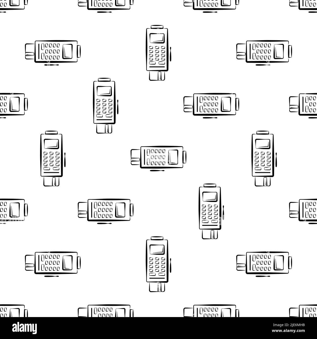 Pos Terminal Icon Seamless Pattern Vector Art Illustration Stock Vector