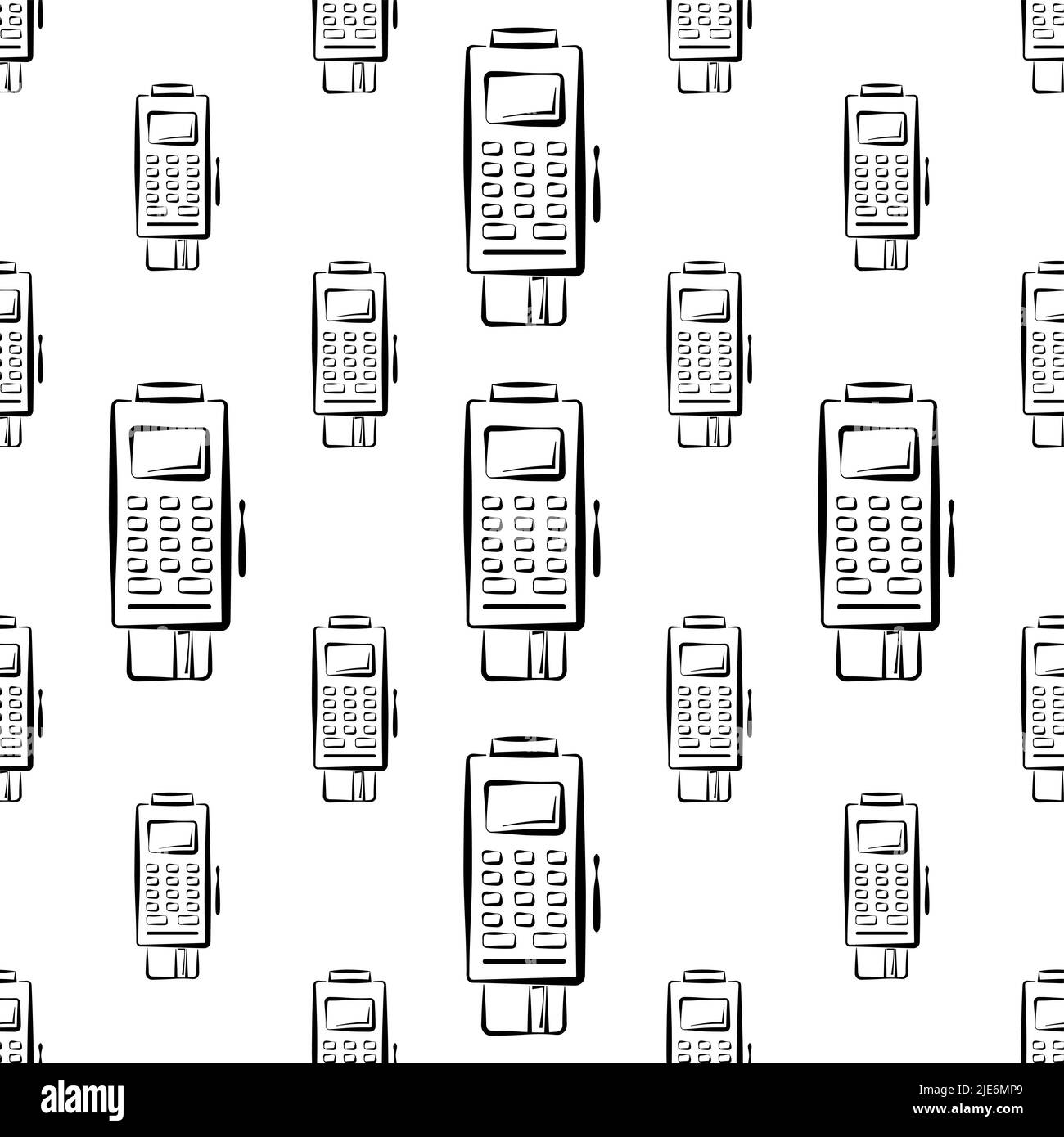 Pos Terminal Icon Seamless Pattern Vector Art Illustration Stock Vector