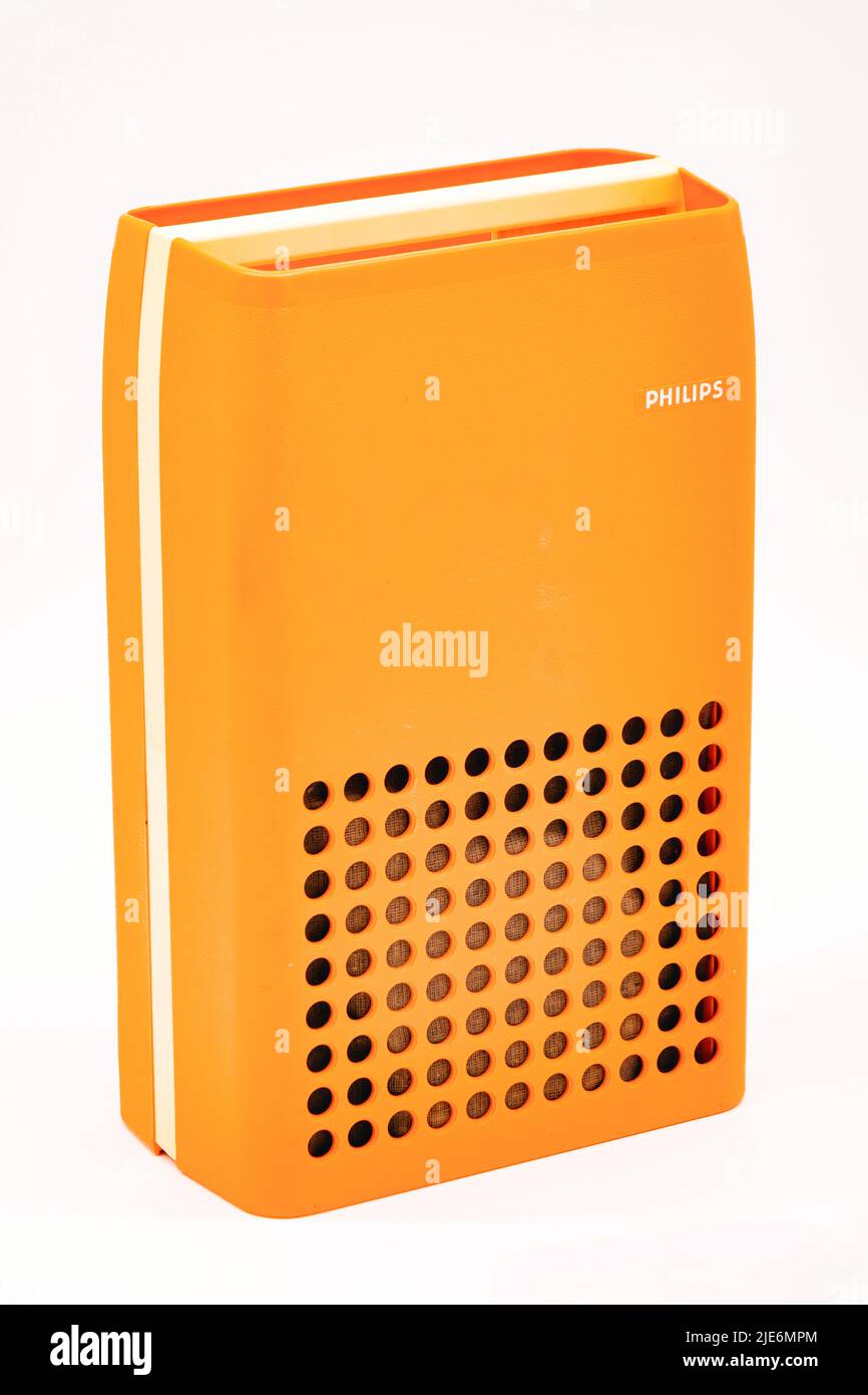 1970s vintage orange Phillips 22GF113 portable record player deck