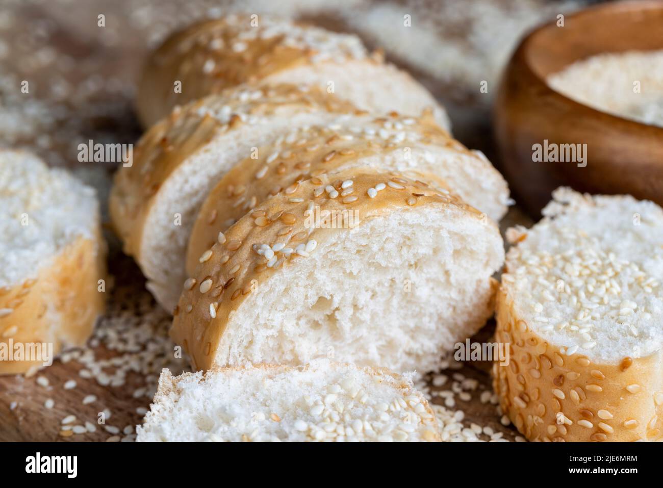 wheat grain baguette sprinkled with sesame seeds, wheat flour baguette ...