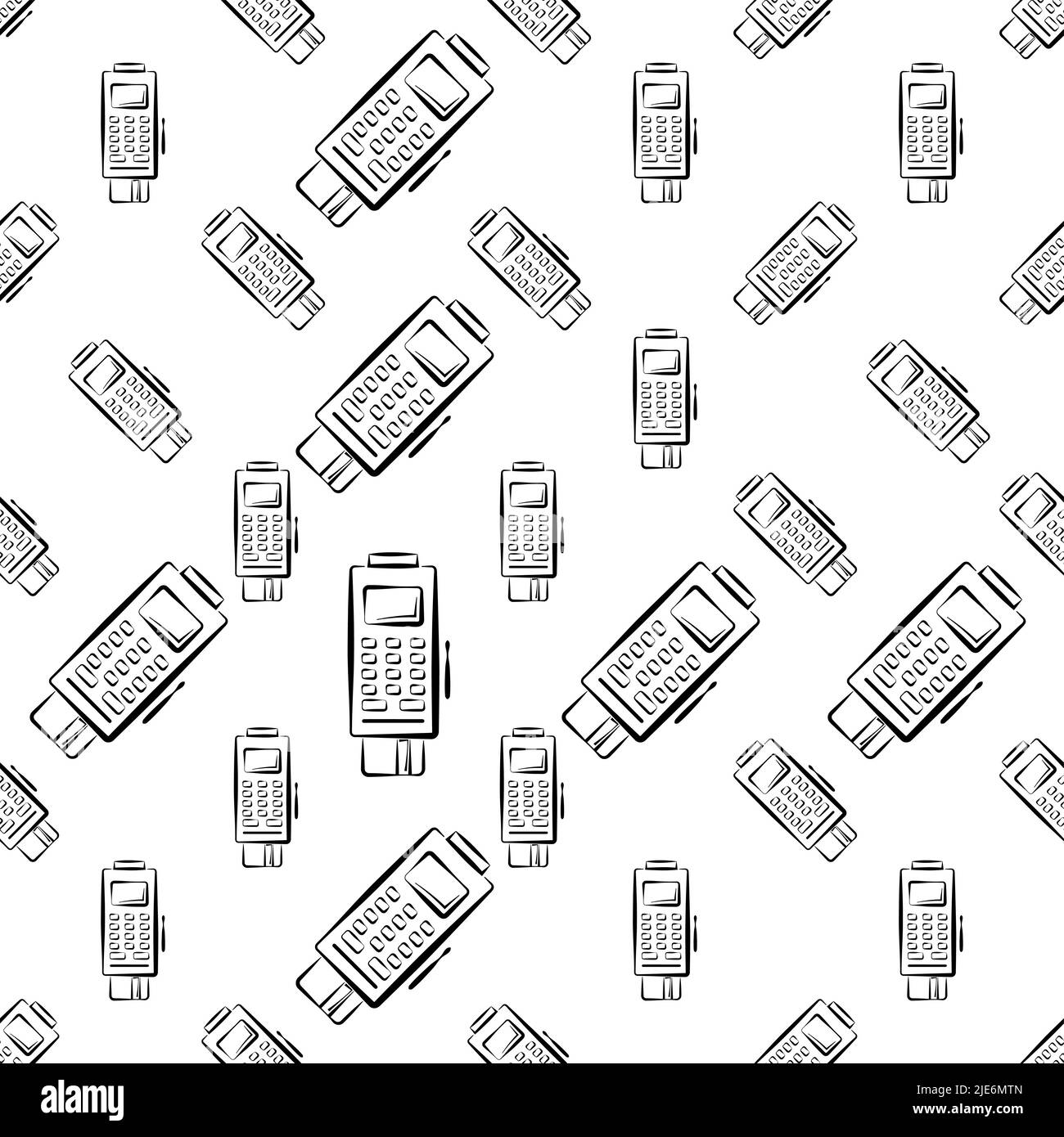 Pos Terminal Icon Seamless Pattern Vector Art Illustration Stock Vector