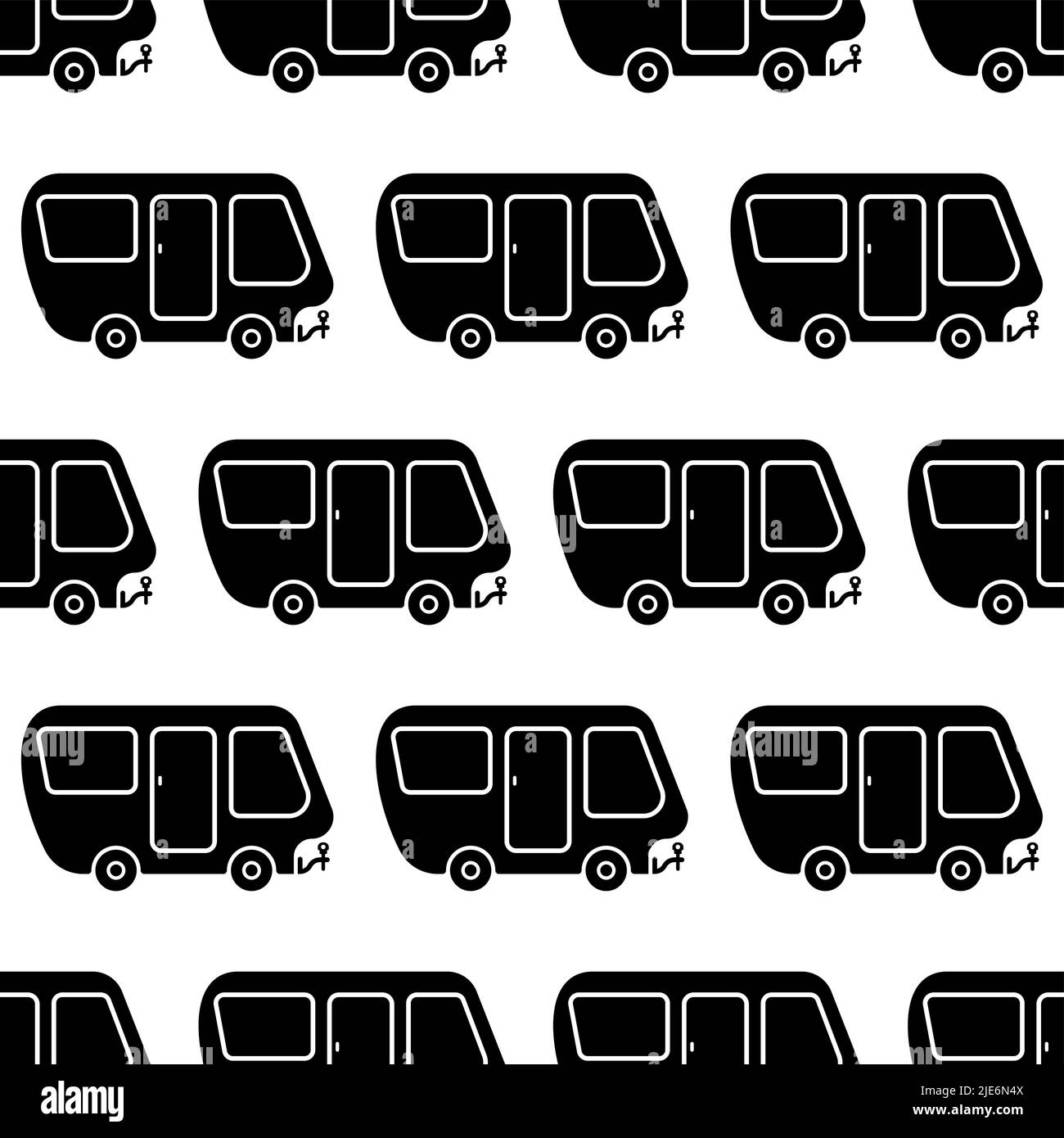 Trailer Caravan Icon Seamless Pattern, Camper Trailer, Camper Van ...