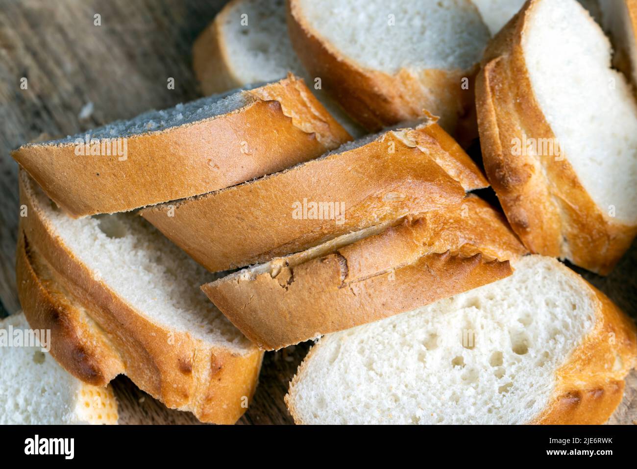 Sliced Pieces Of Fresh Wheat Baguette Cooking Dishes Using Wheat Soft