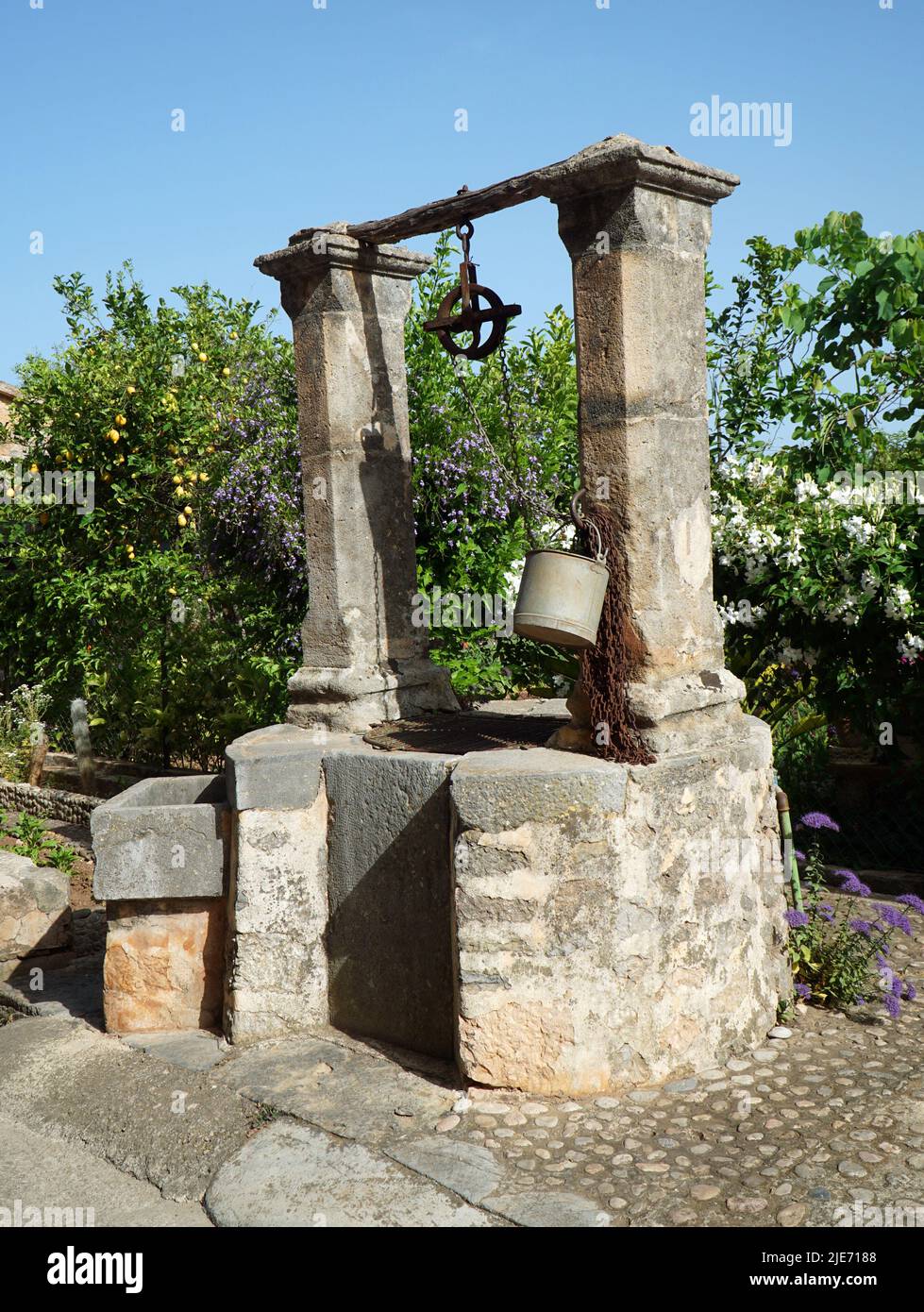 Ancient Well in Soller Mallorca Spain Stock Photo