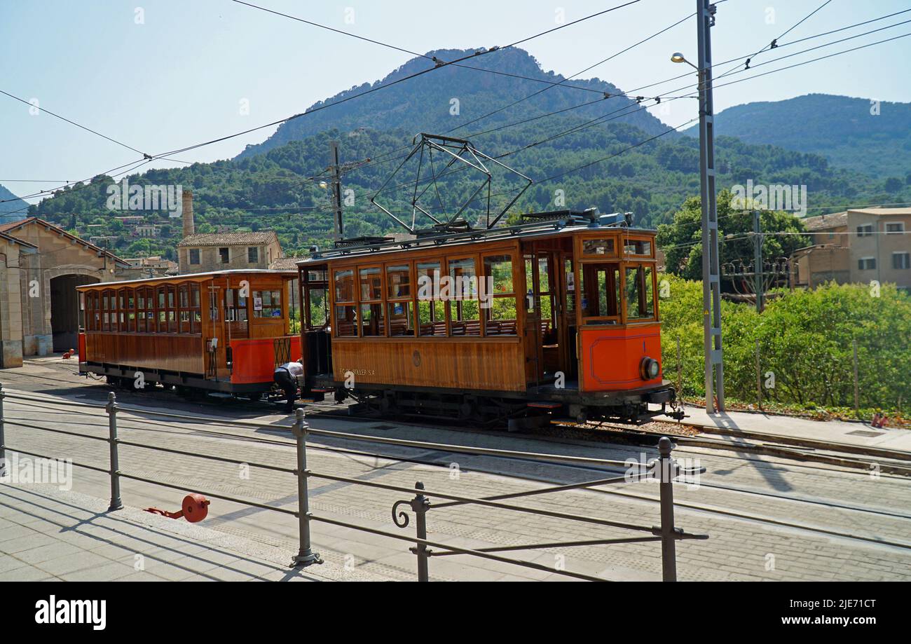 Vintage Soller Tram at Soller Station Mallorca Spain Stock Photo