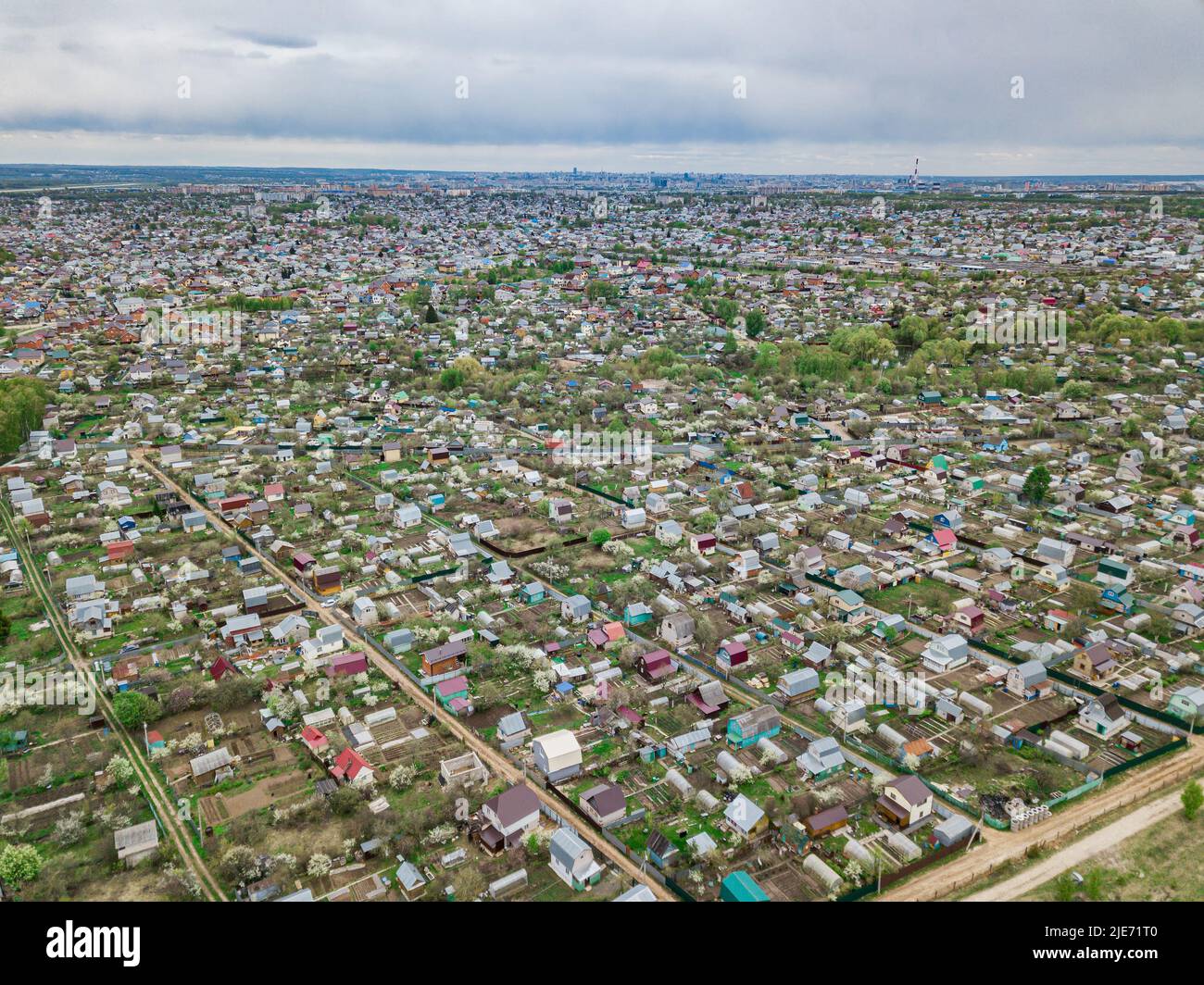 An aerial view of the suburban area of Kazan. Dacha plots. Suburban real estate Stock Photo Alamy