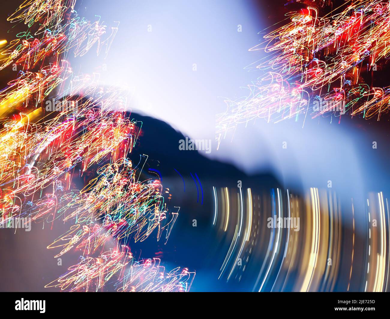 Light painting effects. Blurred lights trails making  pattern on  background. Stock Photo