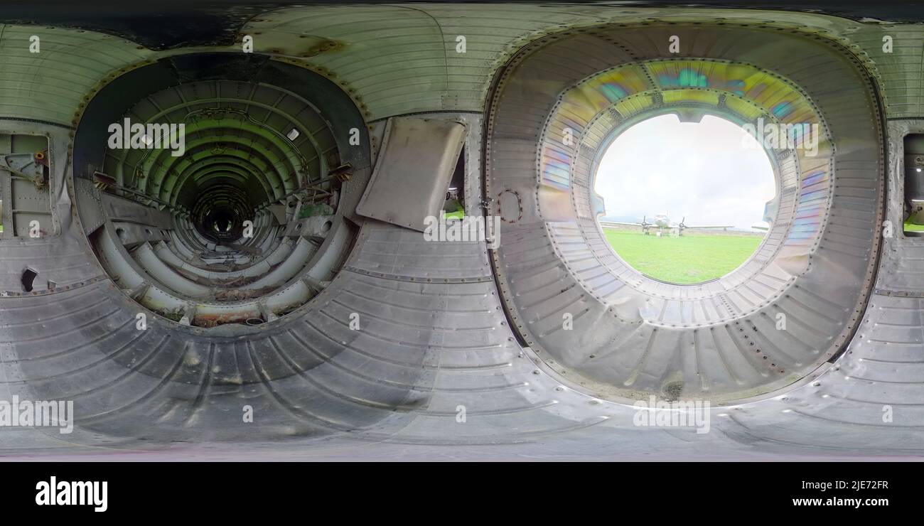 The inside of the old army russian jet 360 degrees photo Stock Photo