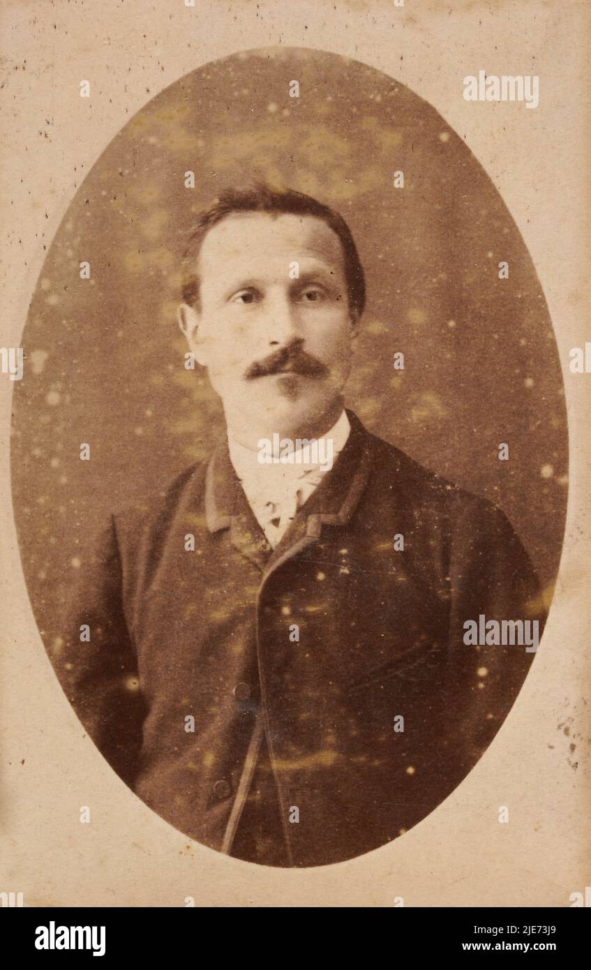 Antquie carte de visite photograph of a French man, taken by Felix Bastelica Algier, 19th Century, c.1880s Stock Photo