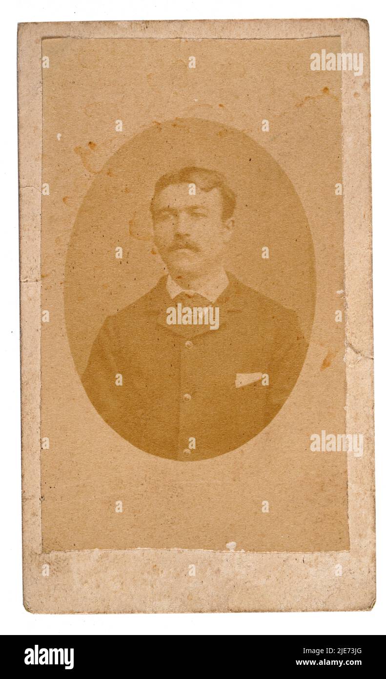 Antquie faded carte de visite photograph of a French man, 19th Century, c.1880s Stock Photo