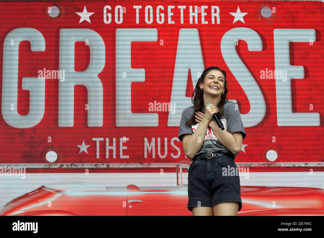 Olivia Moore playing Sandy in the musical Grease at West End Live in