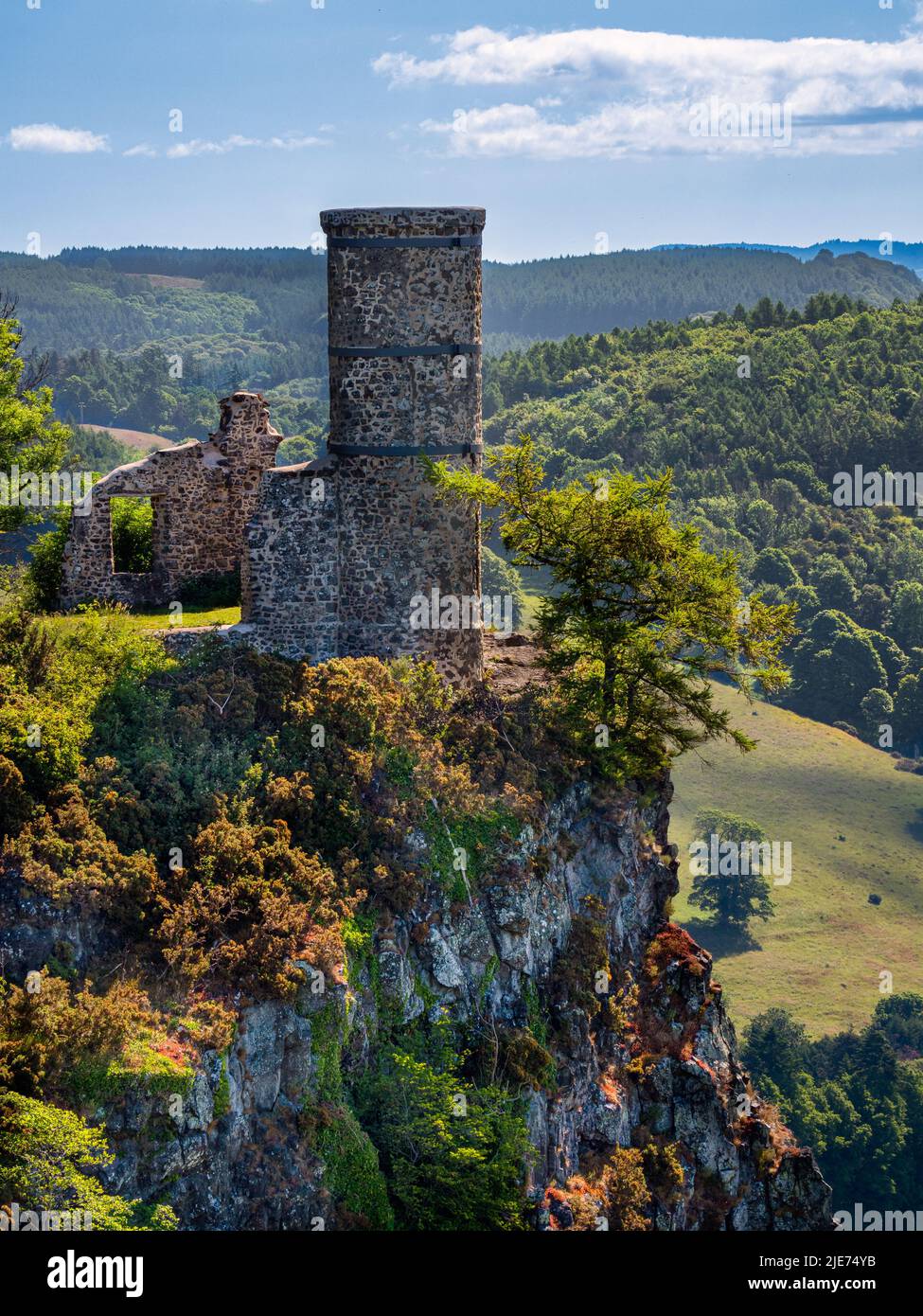 Kinnoul Tower overlooking the Perthshire landscape in morning light. Stock Photo